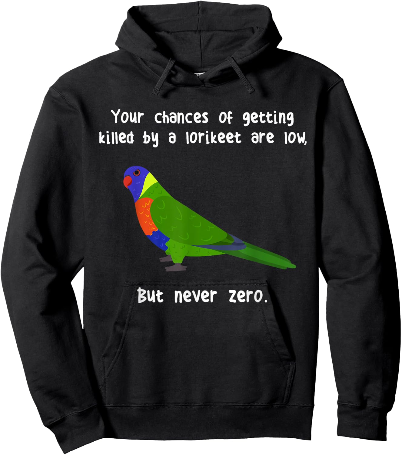 Rainbow Lorikeet Never Zero, Funny Cute Pet Lory Parrot Bird Hoodie - Hoodie | Black