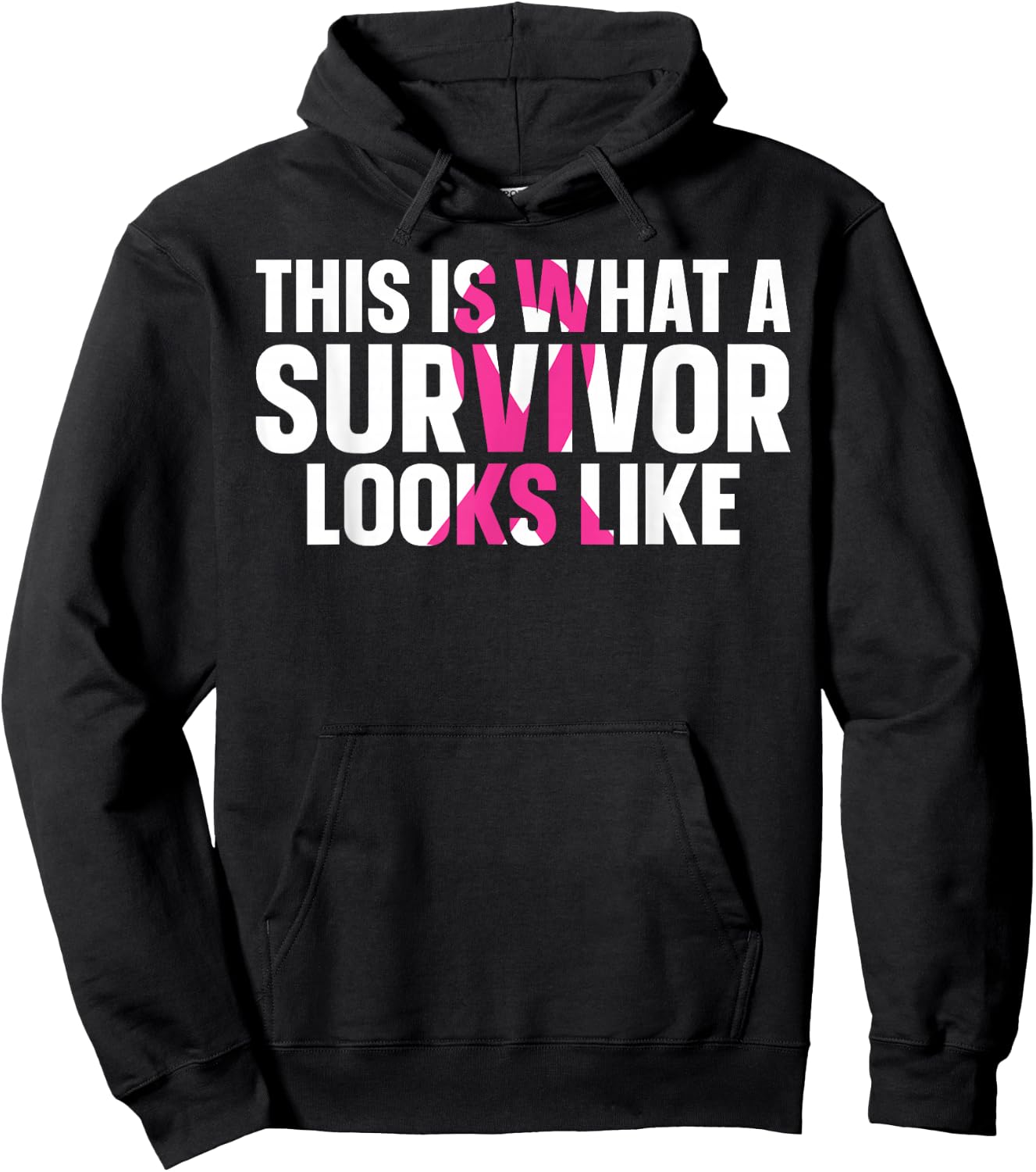 Breast Cancer Awareness Survivor Pink Ribbon Hoodie - Hoodie | Black