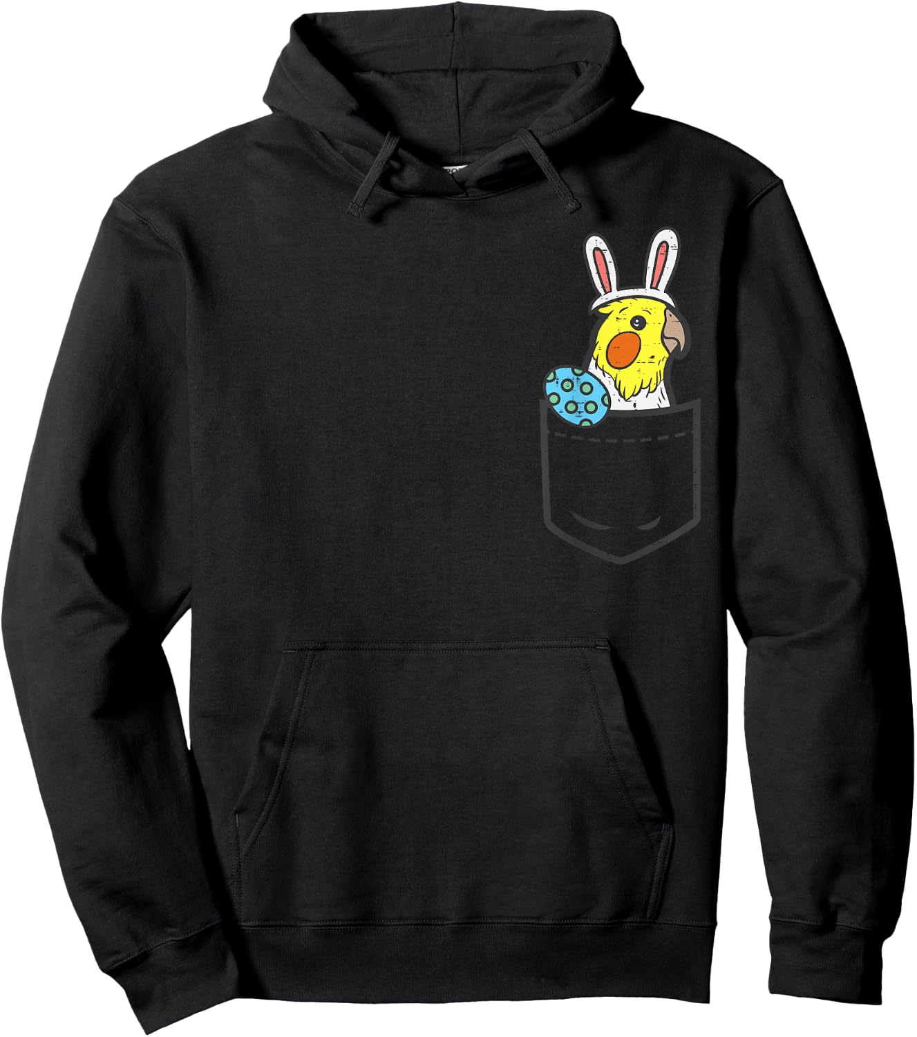 Pocket Easter Cockatiel Bunny Egg Cute Bird Men Women Kids Hoodie - Hoodie | Black