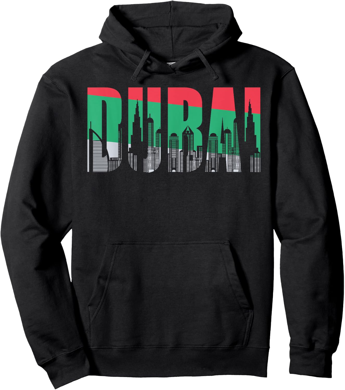 Dubai Skyline Flag Souvenir Gift UAE Pride Hoodie - Hoodie | Black