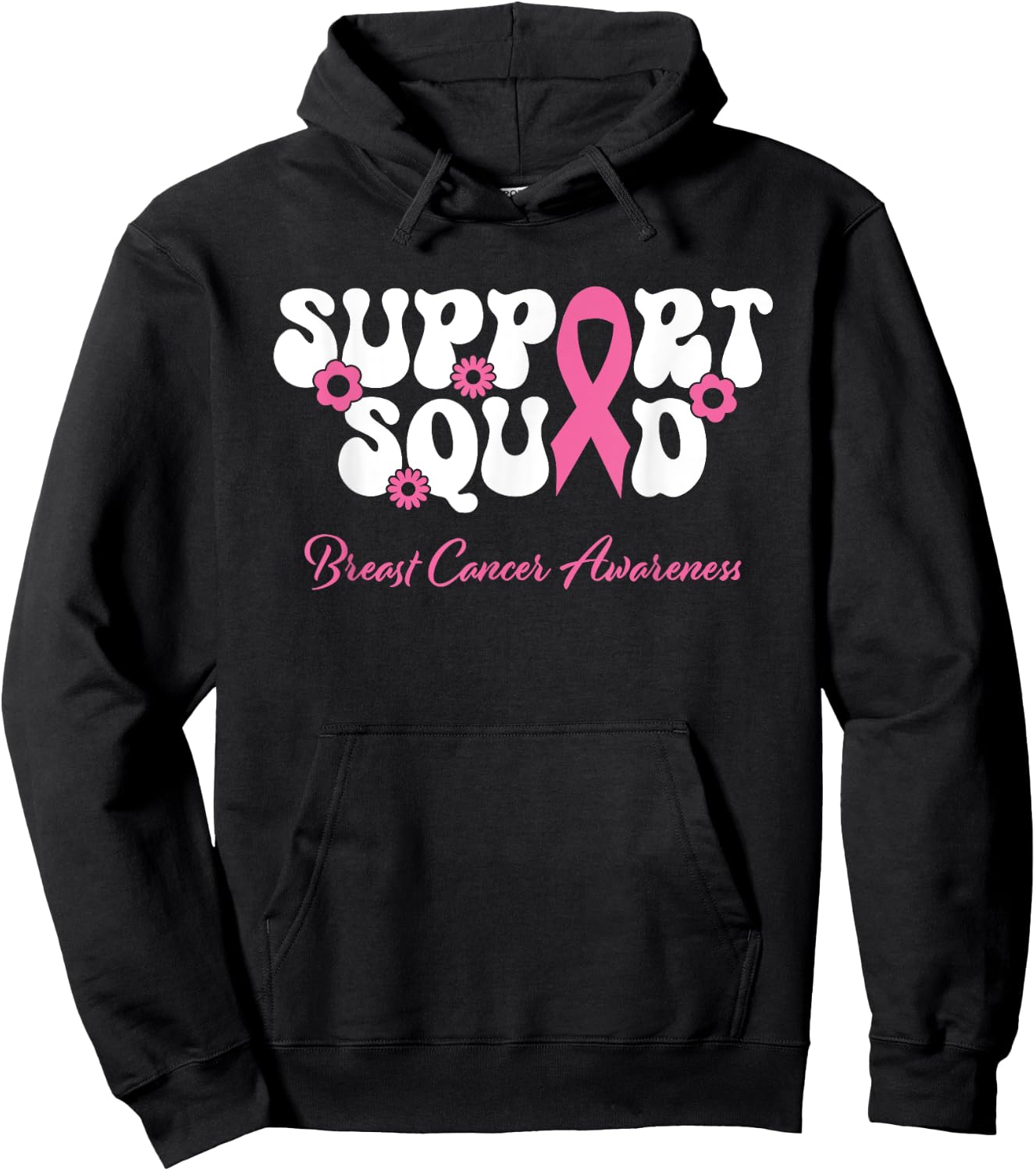 Breast Cancer Friend Support Squad Breast Cancer Awareness Hoodie - Hoodie | Black