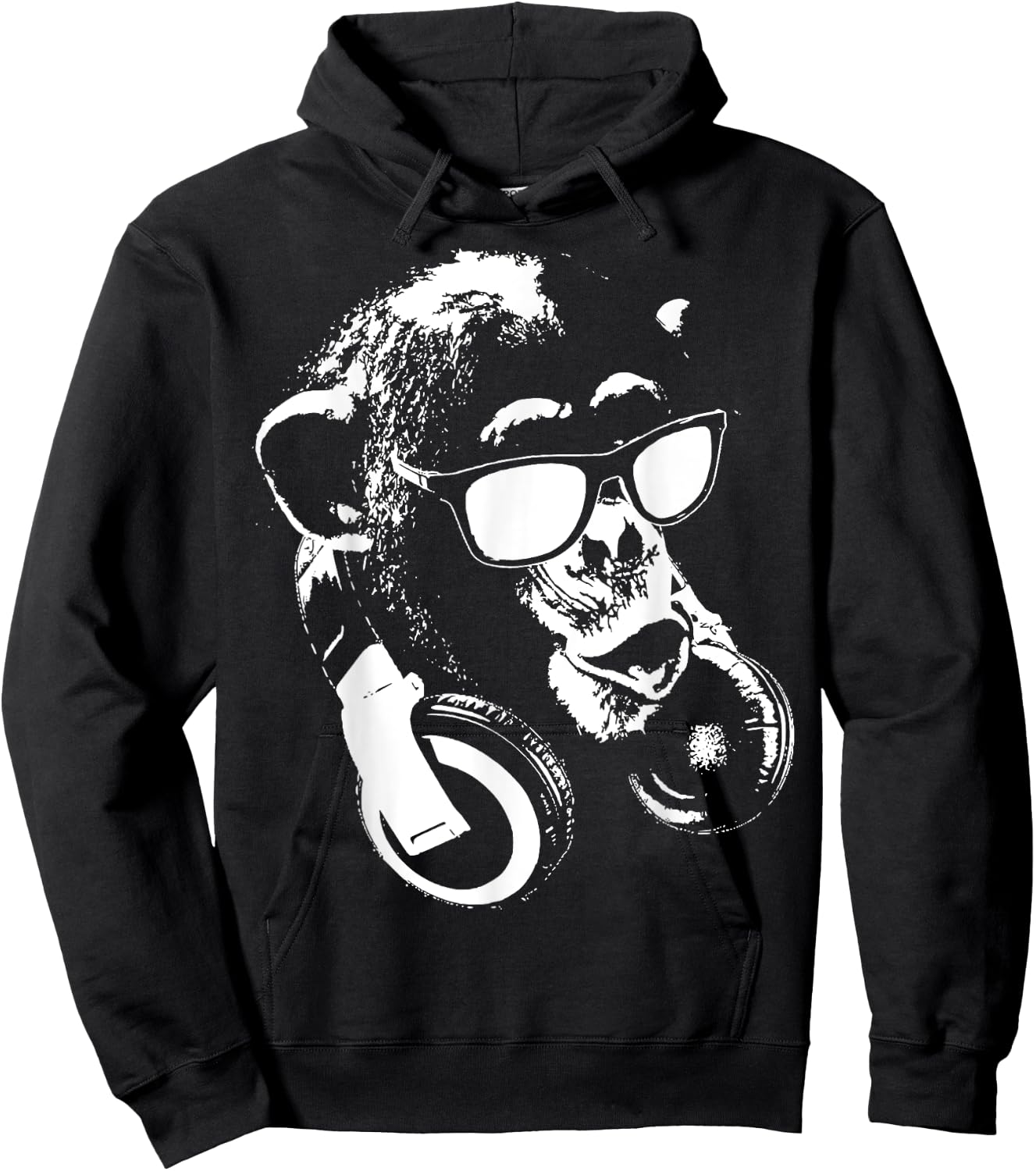 Monkey Chimp With Sunglasses And Headphones Hoodie - Hoodie | Black