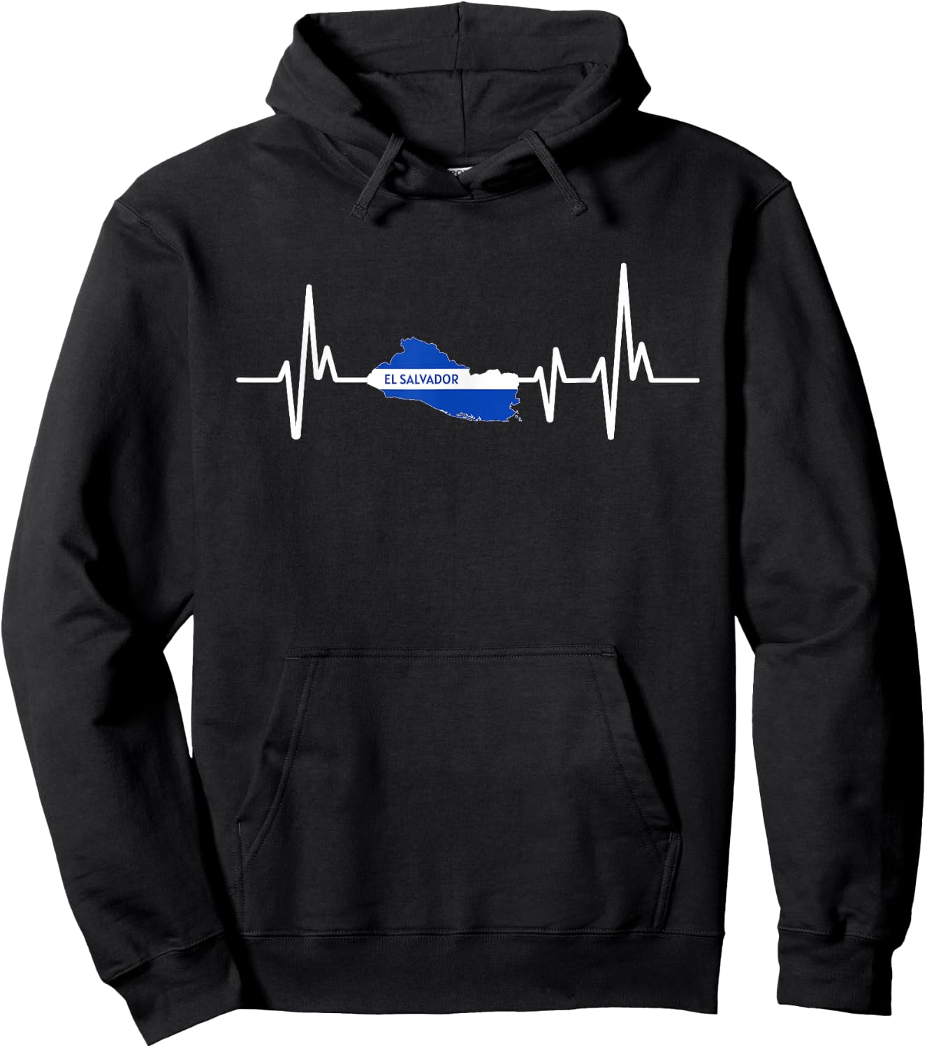 El Salvador Flag Heartbeat ECG Design El Salvador Hoodie - Hoodie | Black