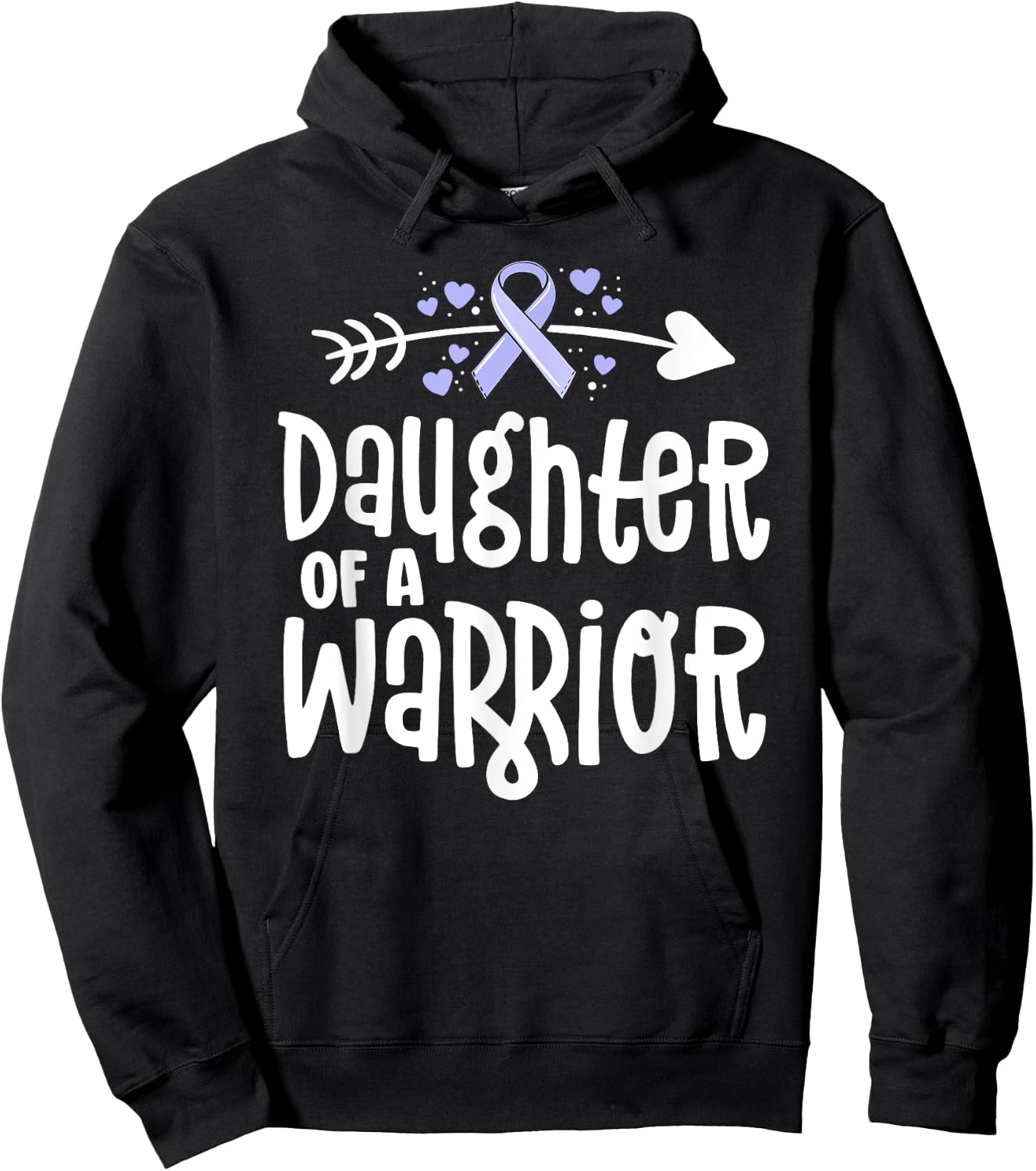 Daughter Of A Warrior Periwinkle Stomach Cancer Awareness Hoodie - Hoodie | Black