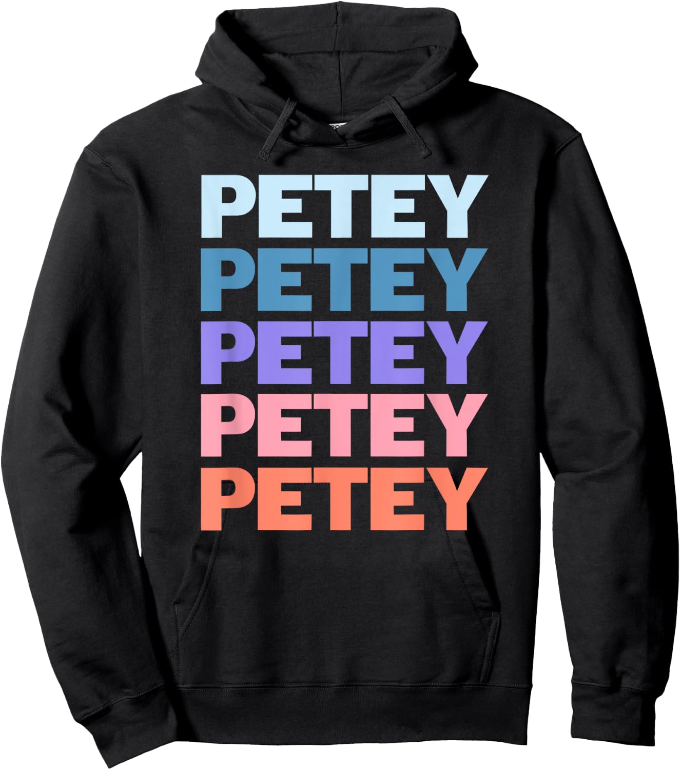 Funny Modern Repeated Text Design Petey Hoodie - Hoodie | Black