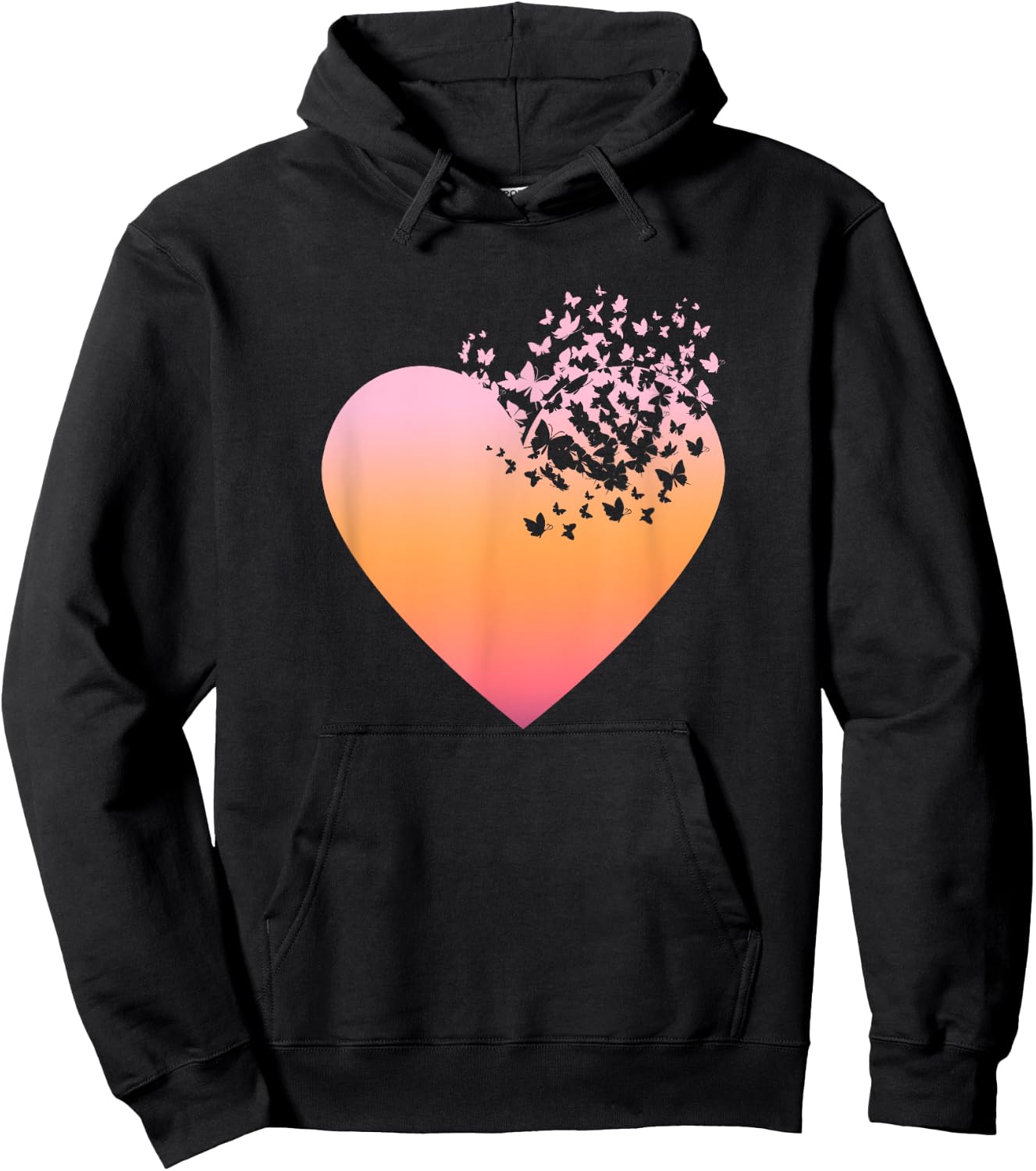 Butterfly Heart Butterflies Beautiful Colorful Spring Flower Hoodie - Hoodie | Black