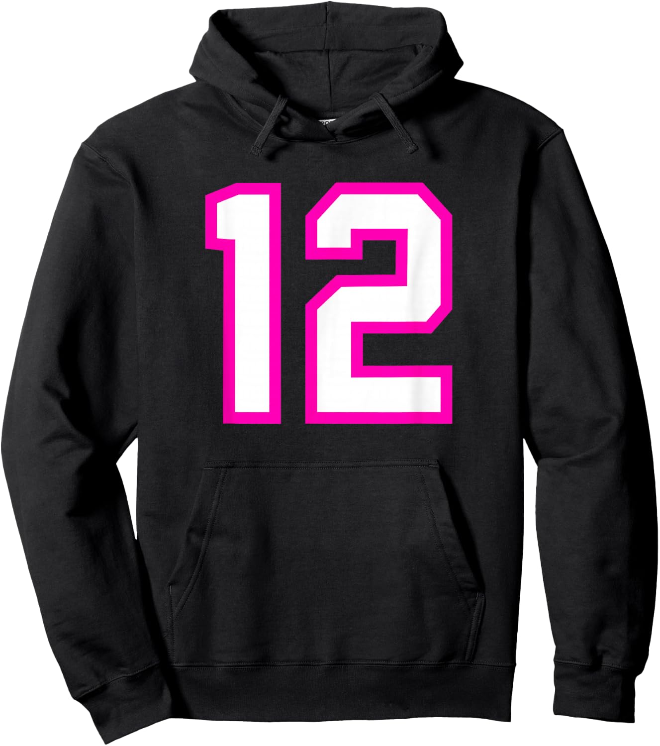 Pink Sports Team Number #12 Hoodie - Hoodie | Black