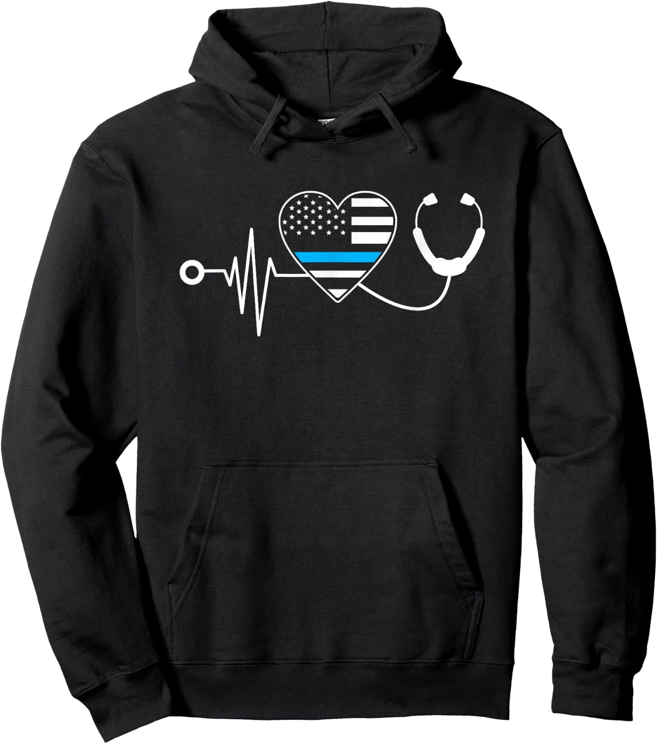 Nurse Police Heartbeat Vintage Wife Gear And Gift Hoodie - Hoodie | Black