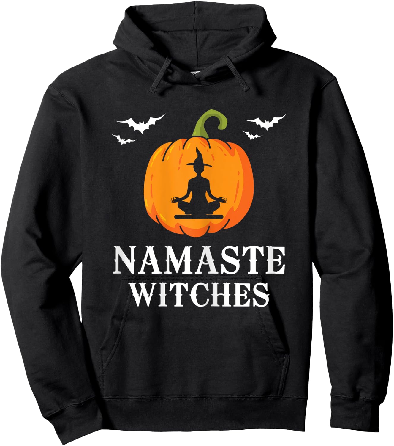 Namaste Witches Pumpkin Yoga meditation Halloween Women Fun Hoodie - Hoodie | Black