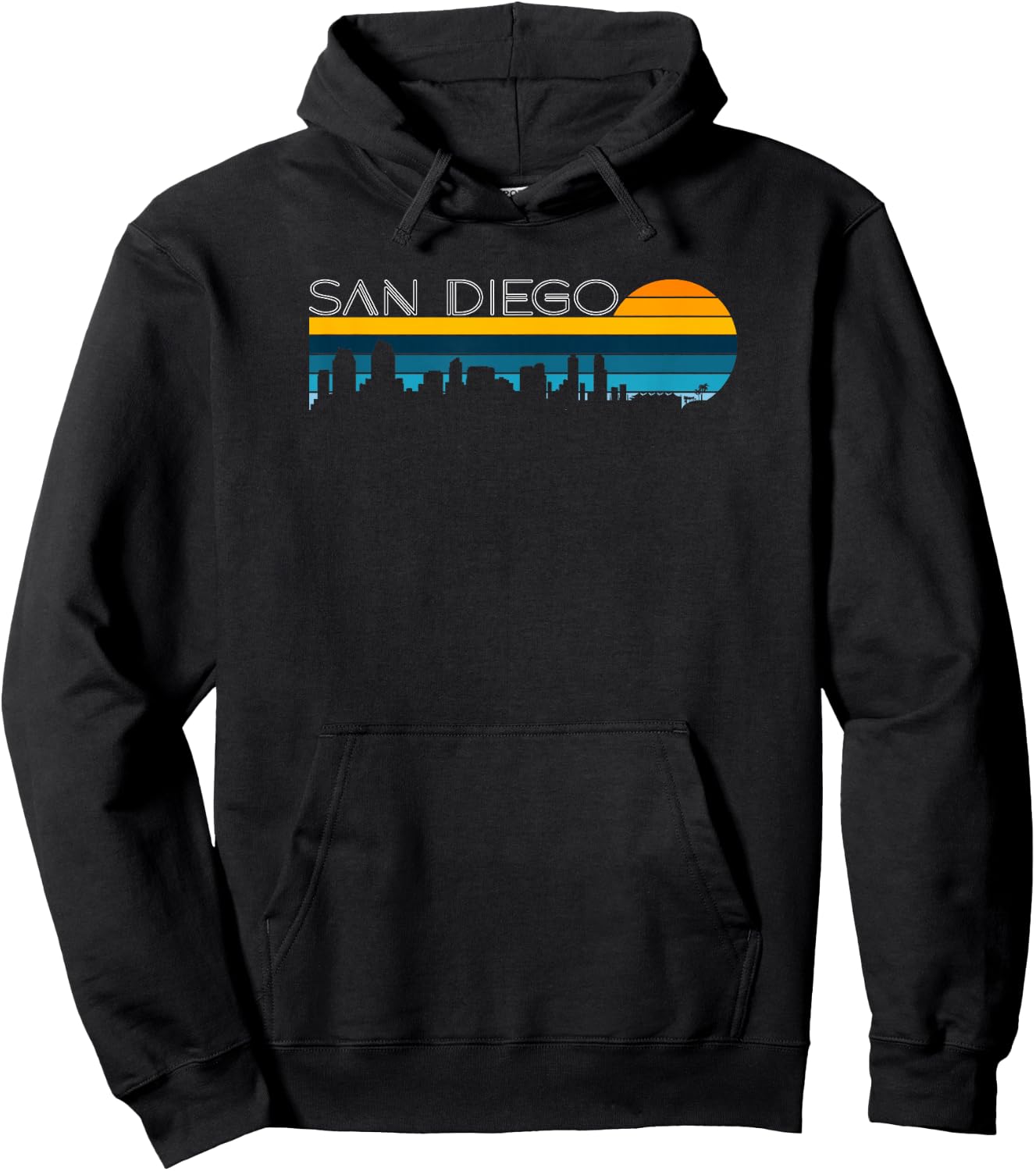 San Diego Skyline - Vintage Retro Sunset SD Cityscape Hoodie - Hoodie | Black