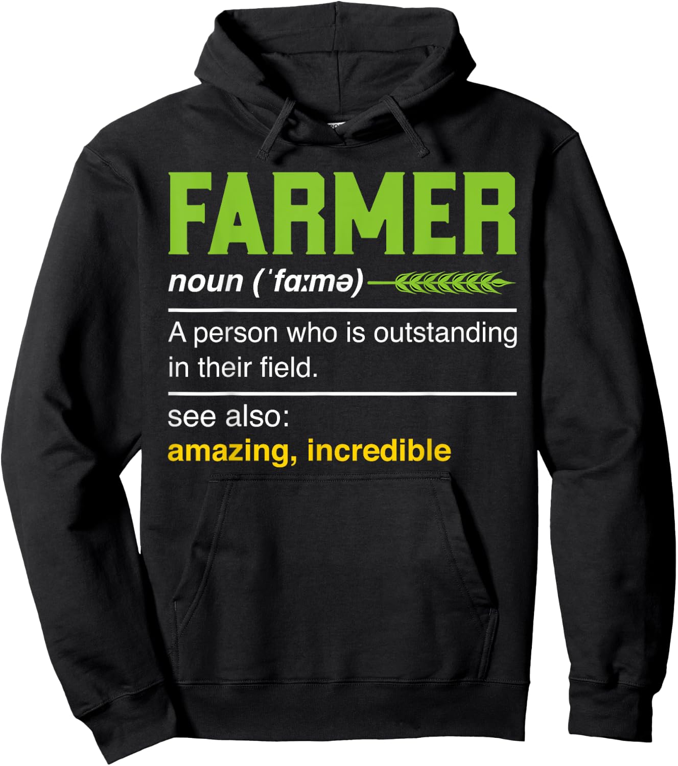 Farmer Definition Noun - Funny Farming Agriculturist Farmer Hoodie - Hoodie | Black