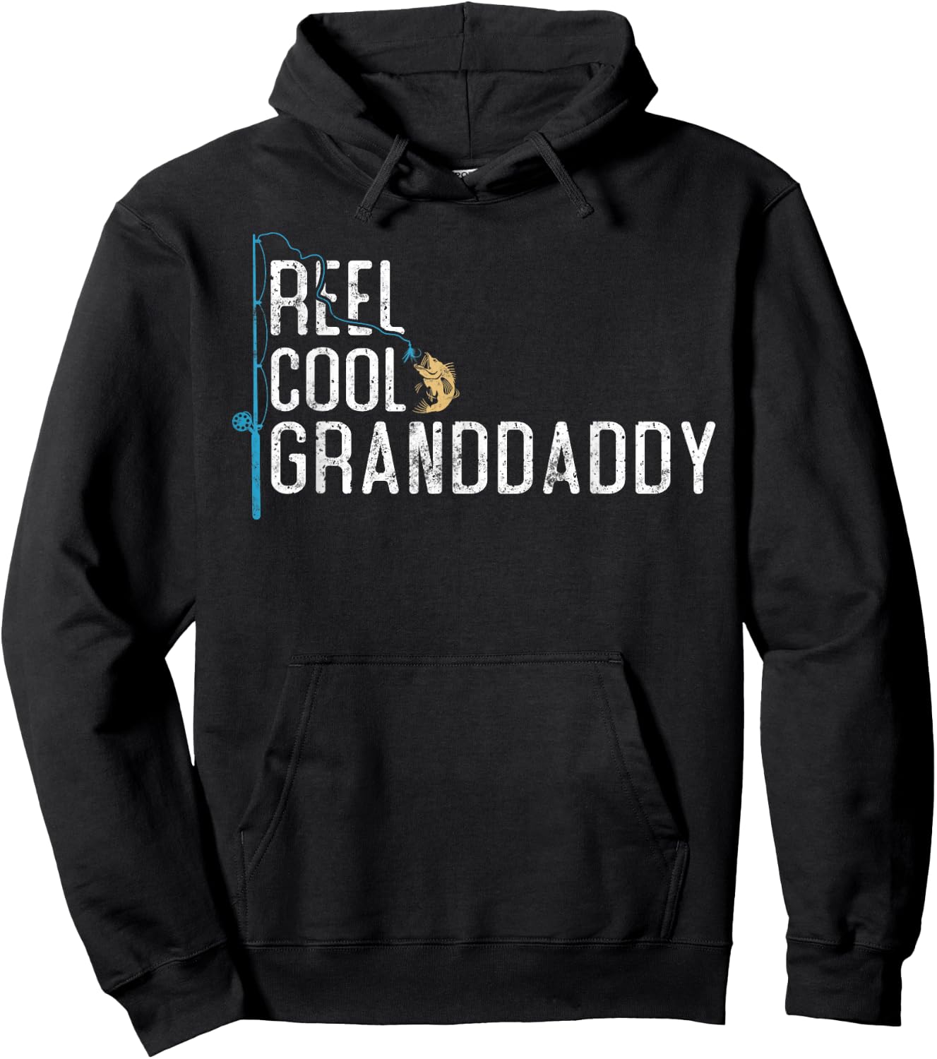 Reel Cool Granddaddy vintage funny fishing rod gifts grandpa Hoodie - Hoodie | Black