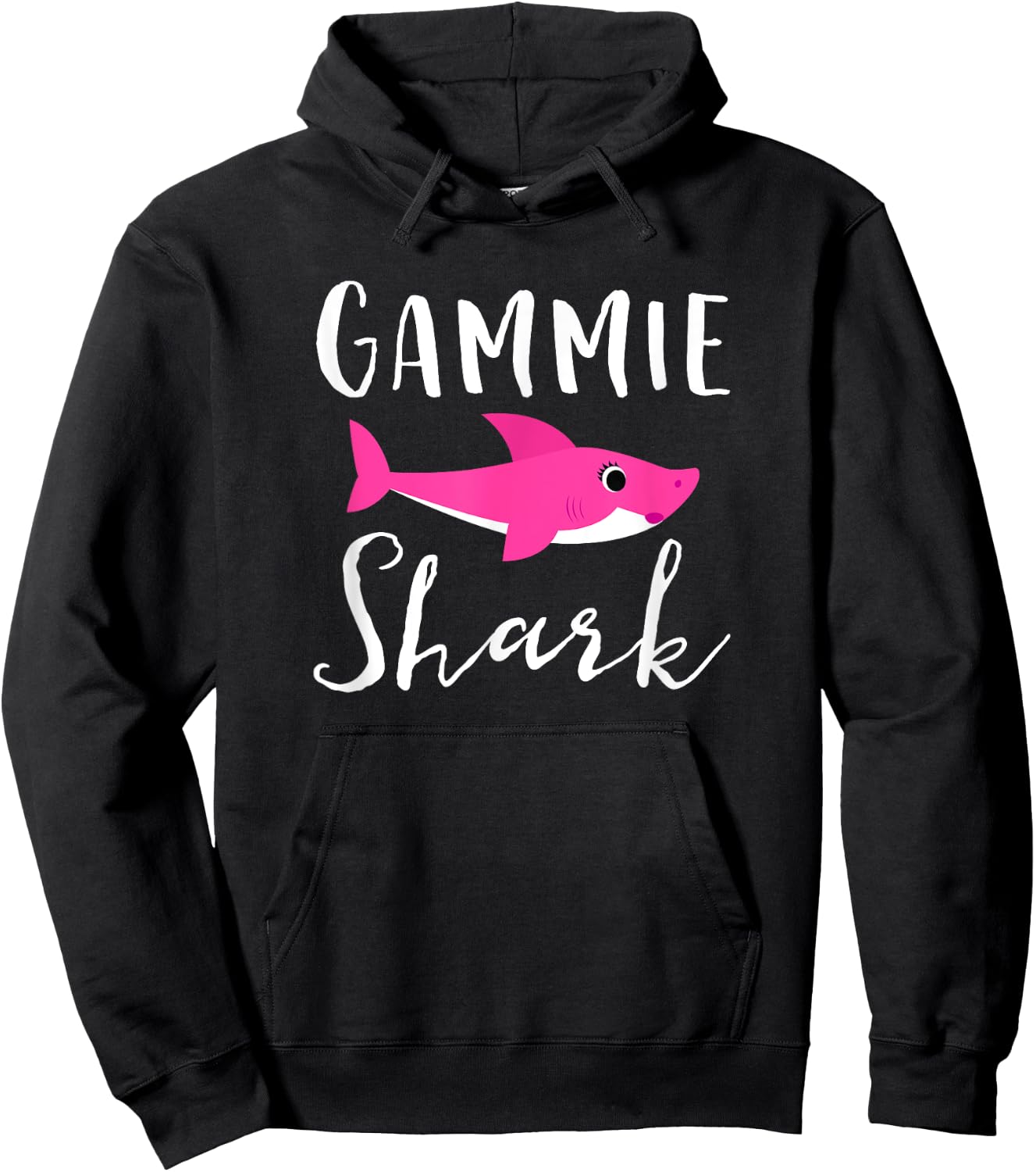 Gammie Shark Grandma Grandmother Pink Shark Graphic Hoodie - Hoodie | Black