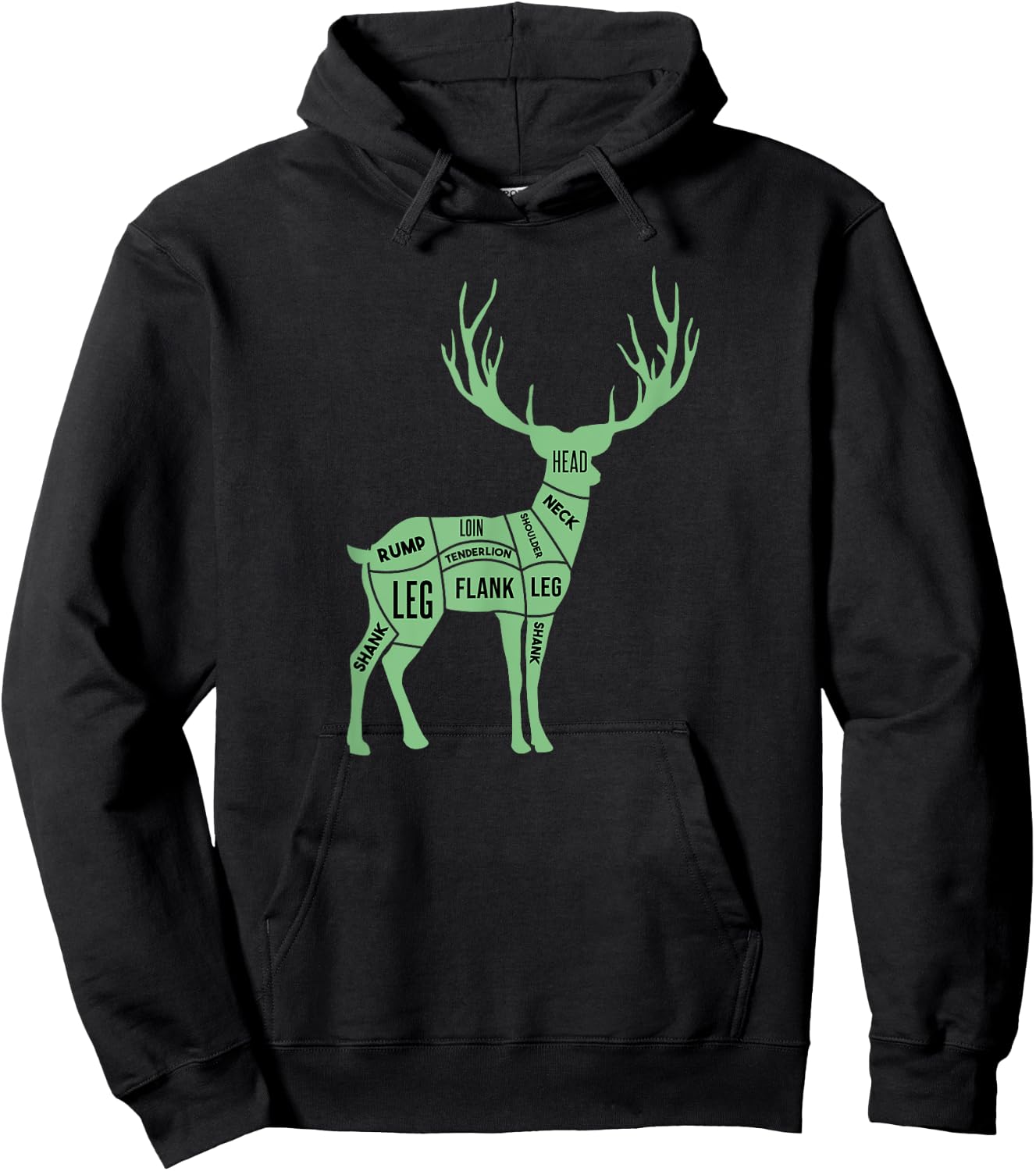Deer Venison Butcher Cuts Diagram Hoodie - Hoodie | Black