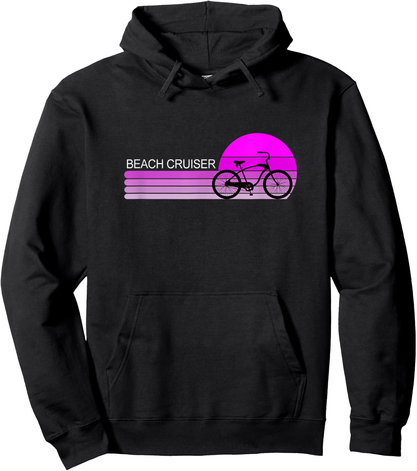 Pink Sunset Beach Cruiser For Bicycle Bike Cycle Owners Women Kids Hoodie - Hoodie | Black