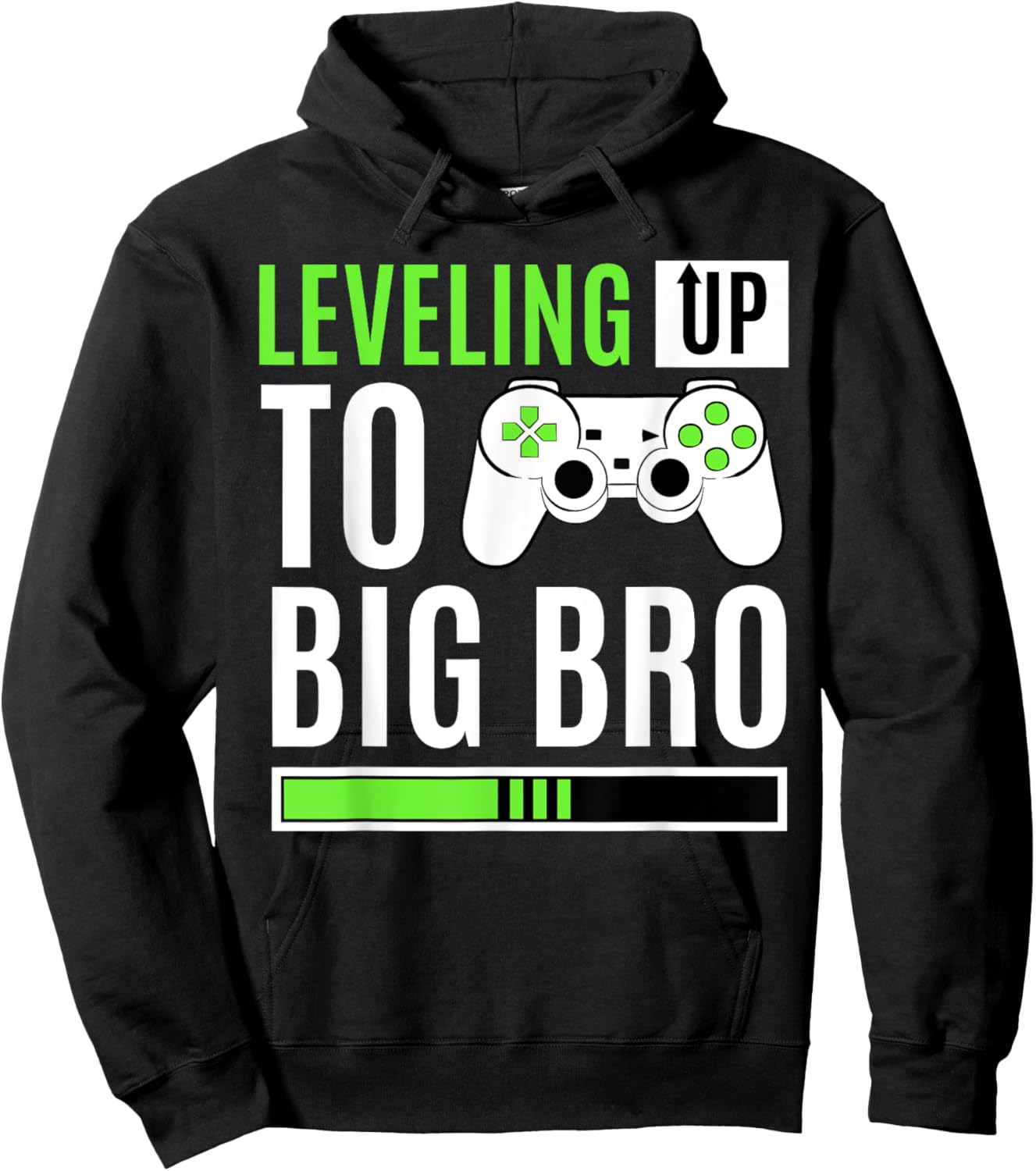 Leveling Up to Big Bro Gamer Baby Announcement Hoodie - Hoodie | Black