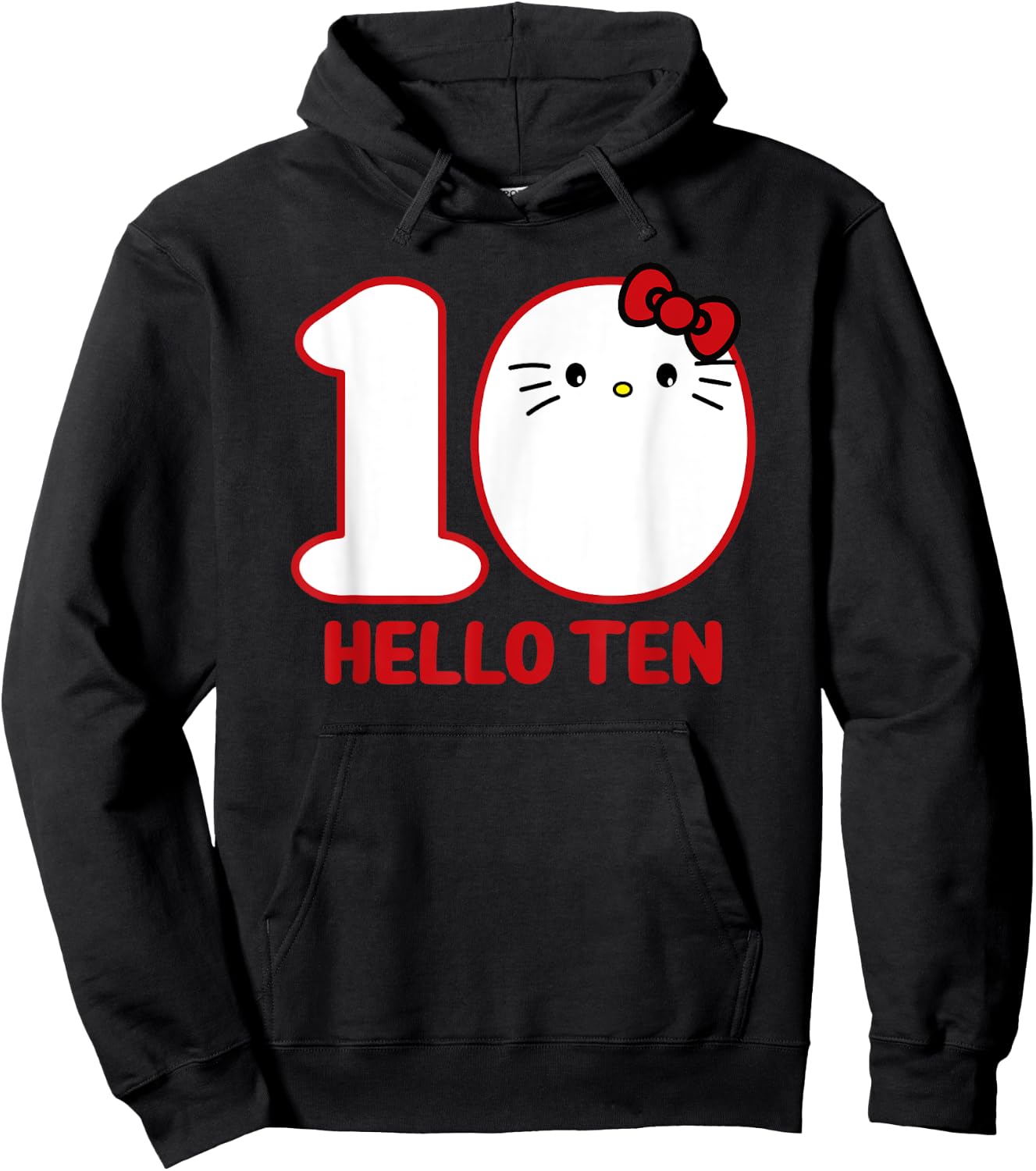 Happy Birthday Kitty, Cute Hello Ten Bday 10th Kawaii Gift Hoodie - Hoodie | Black