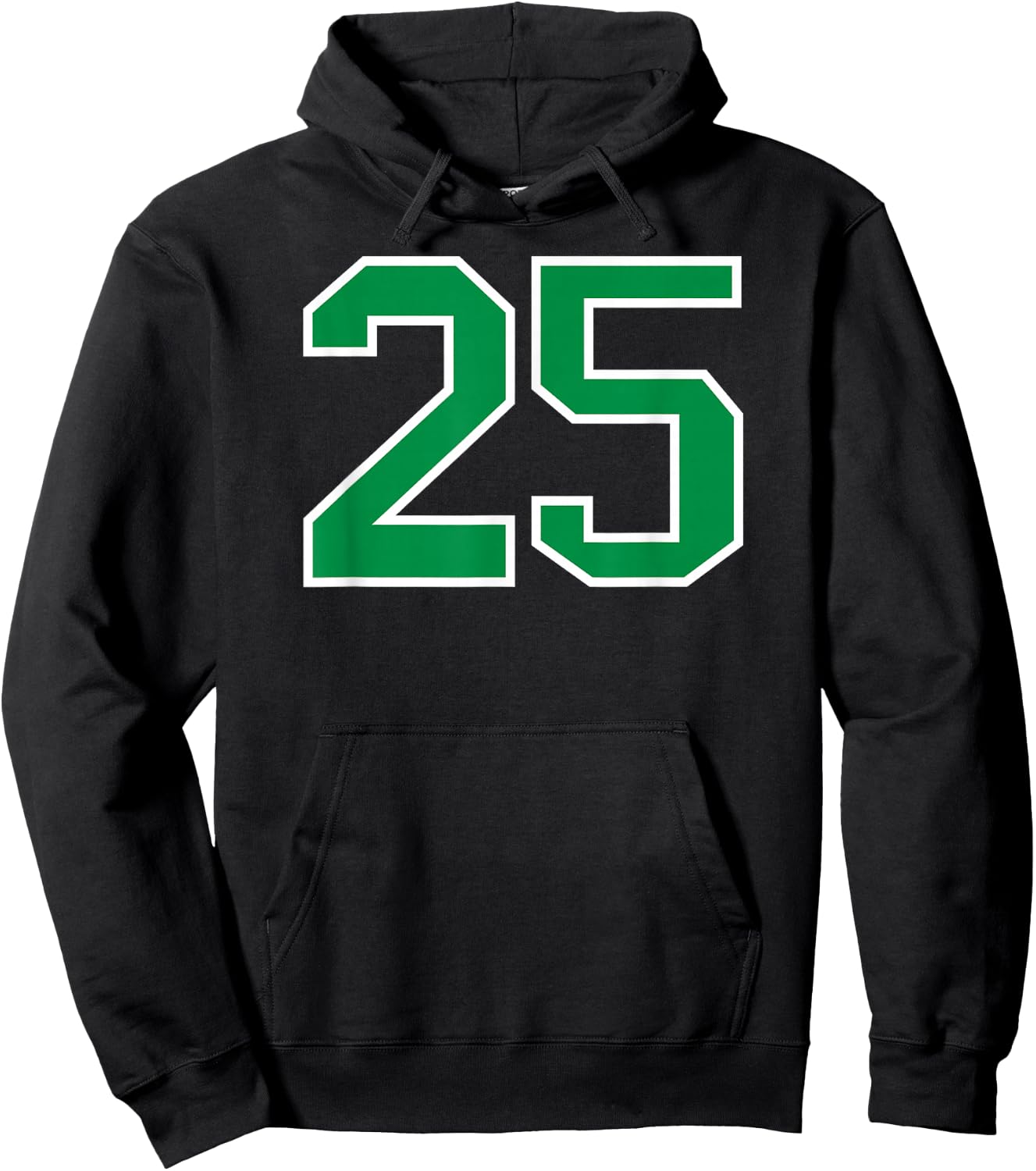 White Green Sports Team Number #25 Hoodie - Hoodie | Black