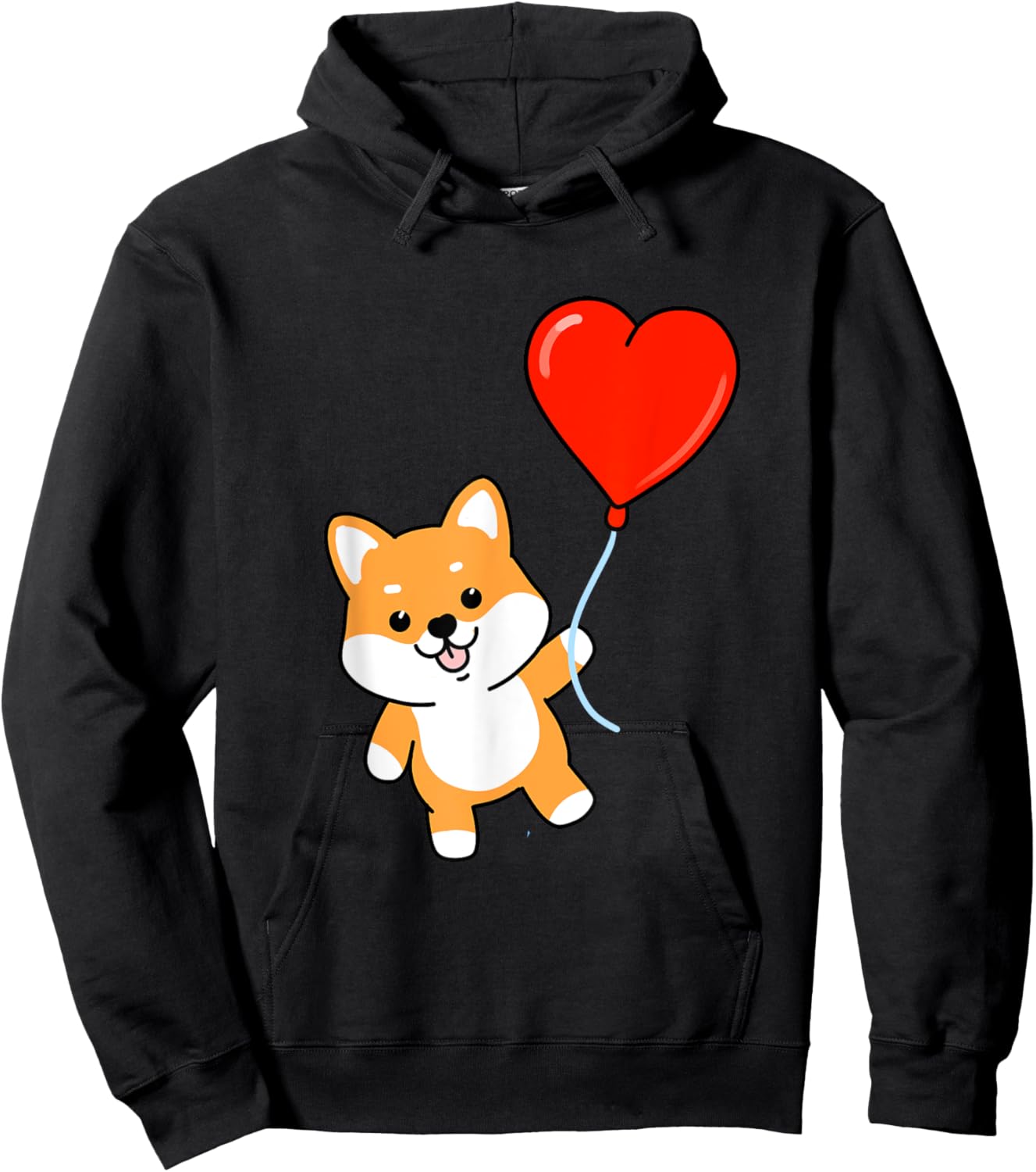 Shiba Inu With Heart Balloon Valentines Day Shiba Inu Hoodie - Hoodie | Black