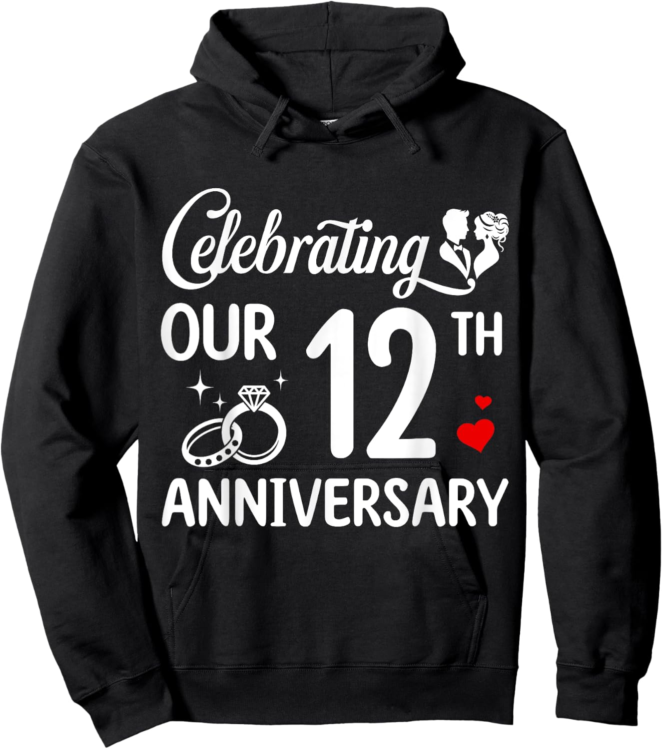 Celebrating Our 12th Wedding Anniversary Marriage 12 Years Hoodie - Hoodie | Black