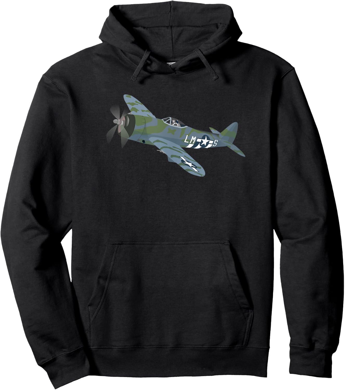 P-47 Thunderbolt Military Vintage Aircraft Hoodie - Hoodie | Black