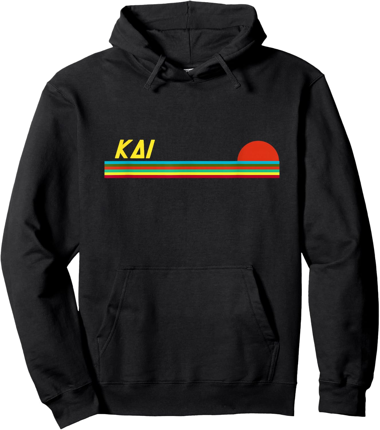 Kai First Name Logo Retro Sunset Surfer Style Kai Hoodie - Hoodie | Black