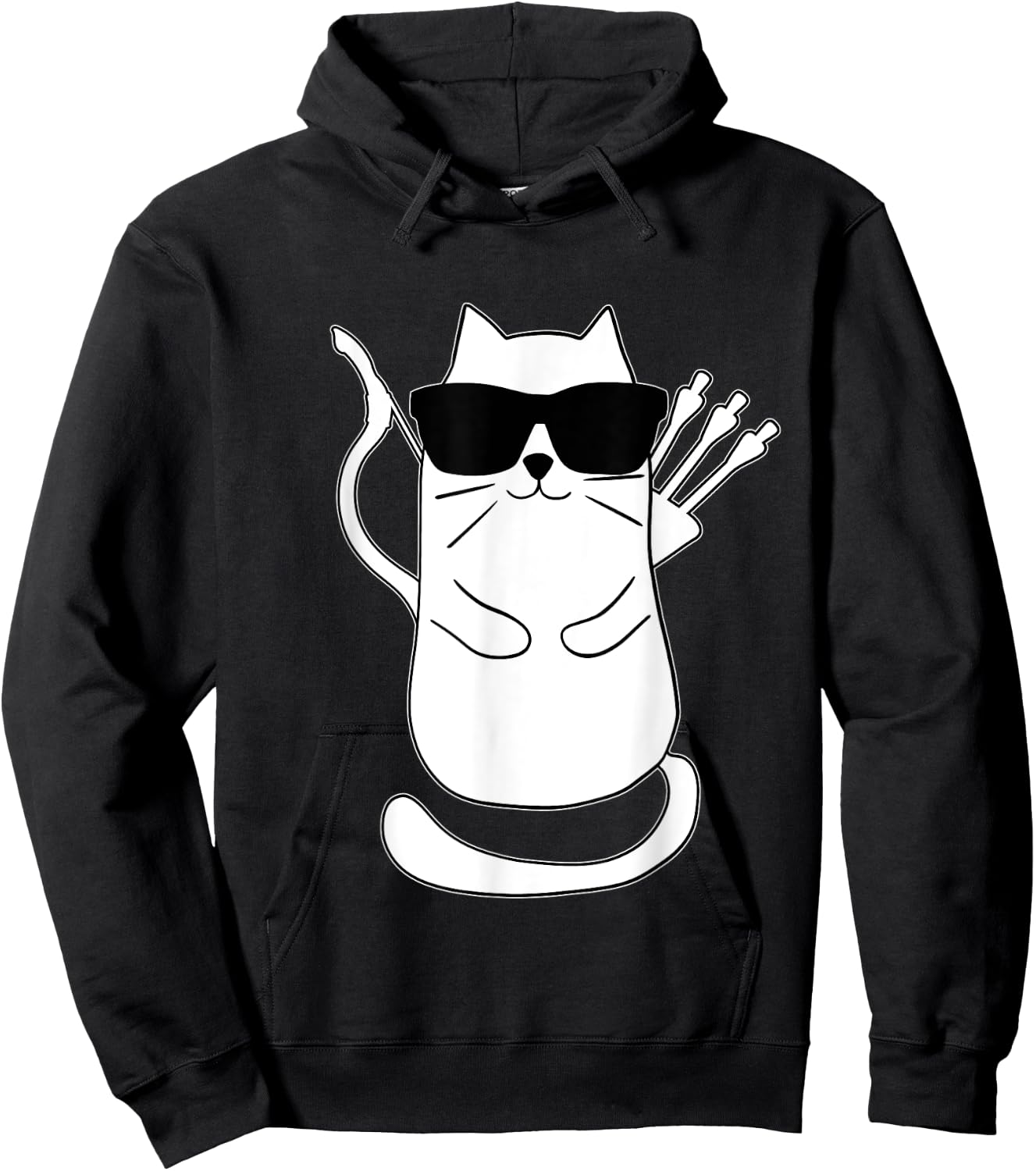 Funny Archery Cat Archer Bow Shooting Retro Vintage Women Kids Hoodie - Hoodie | Black