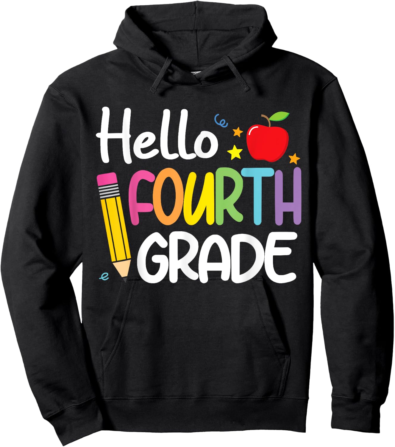 Hello Fourth 4th Grade First Day Back to School Teacher Girl Hoodie - Hoodie | Black