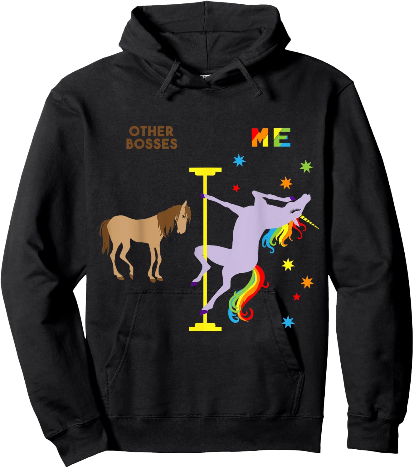 Boss Unicorn Shirt Funny Gifts for Bosses Rainbow Hoodie - Hoodie | Black