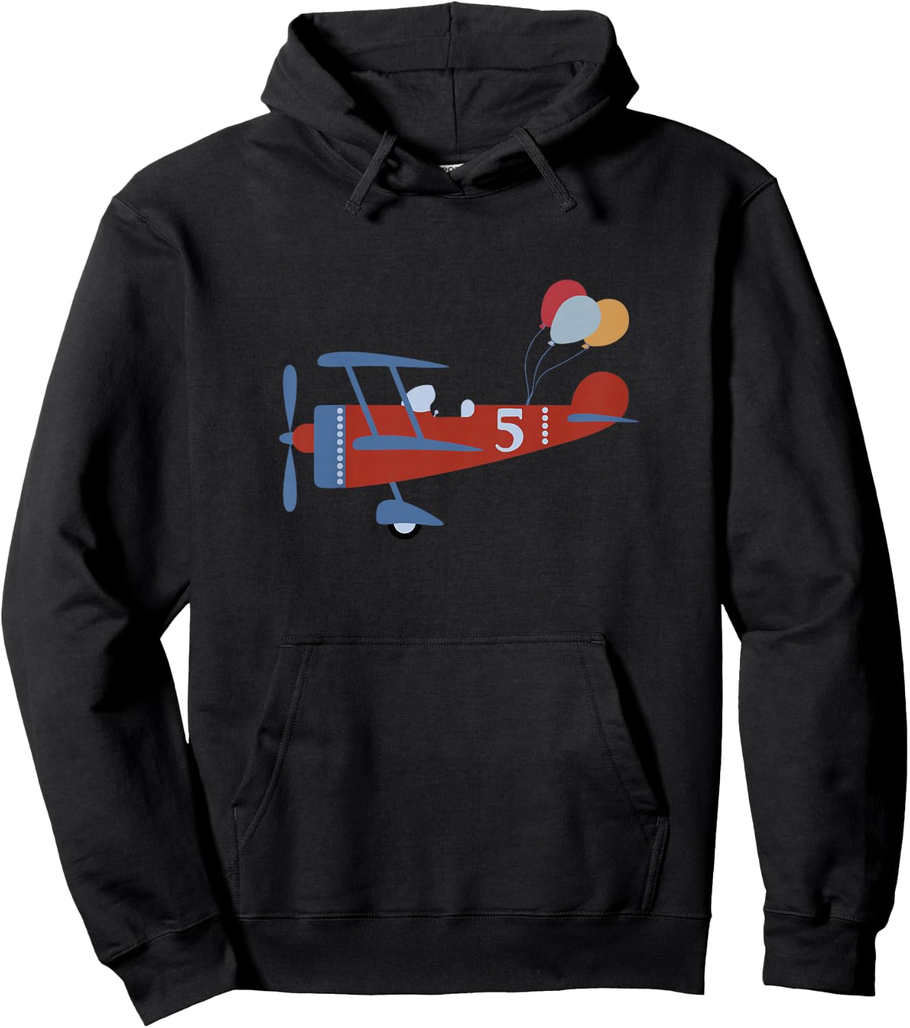 5th Birthday Airplane T Shirt, 5 Year Old Airplane Pilot Hoodie - Hoodie | Black