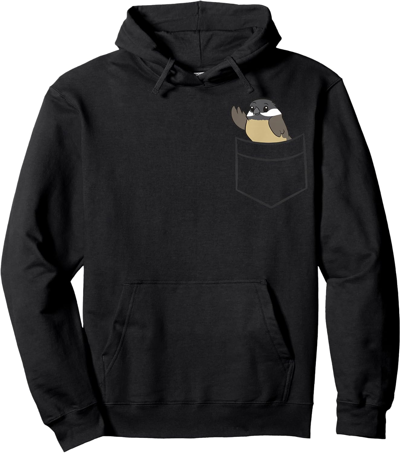 Chickadee In The Pocket Cute Pocket Chickadee Hoodie - Hoodie | Black