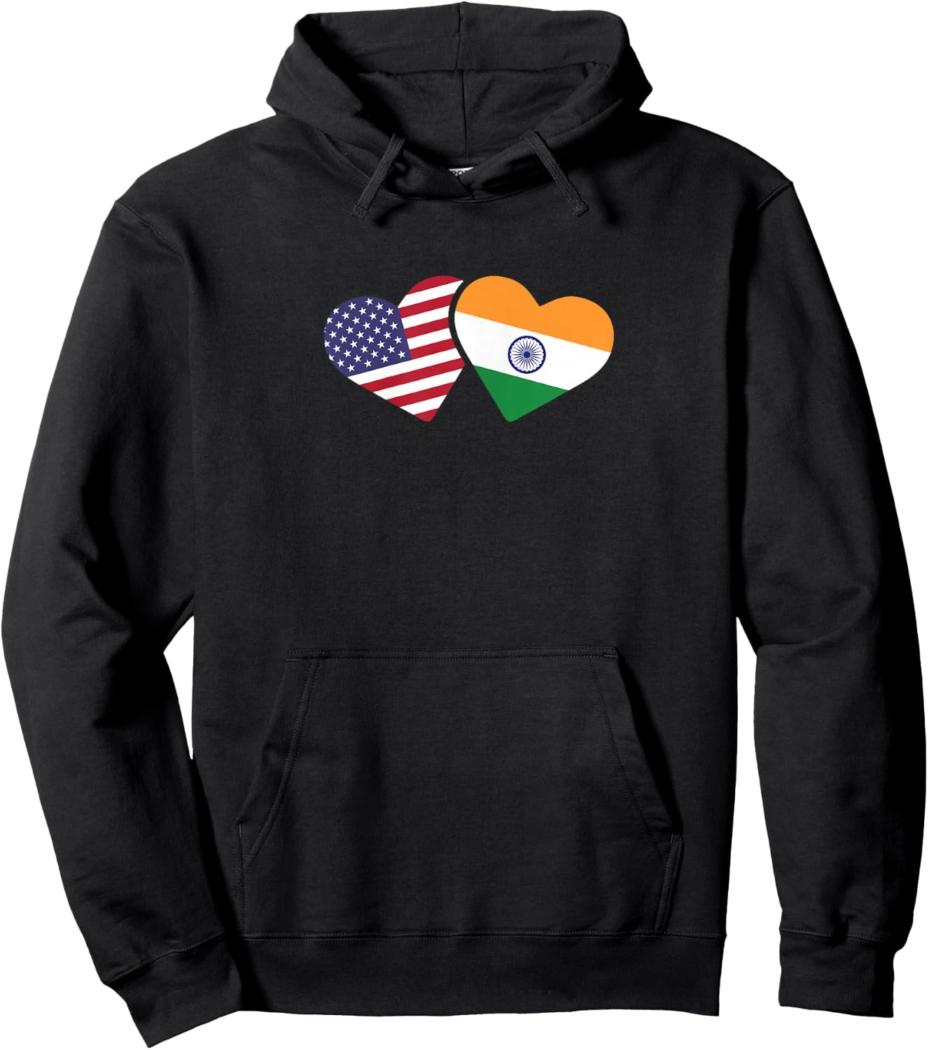India USA Flag T Shirt Heart Indian American Love Hoodie - Hoodie | Black