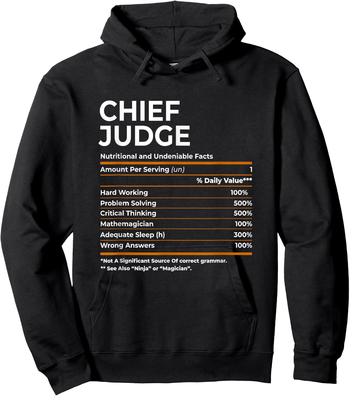 Nutritional Facts Chief Judge Job Title Hoodie - Hoodie | Black