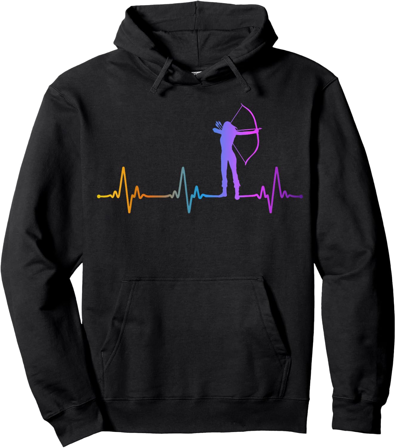 Archery Bow Archer Girl Heartbeat Pulse Rainbow Hoodie - Hoodie | Black