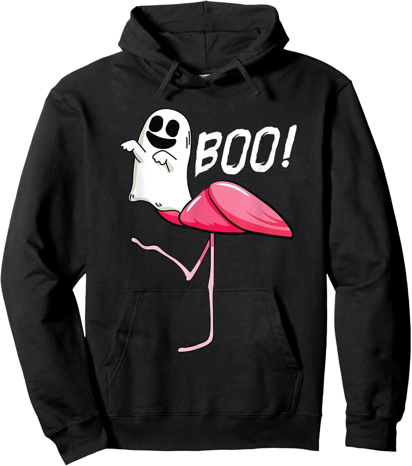 Boo Ghost Flamingo Lazy DIY Halloween Costume Funny Animal Hoodie - Hoodie | Black