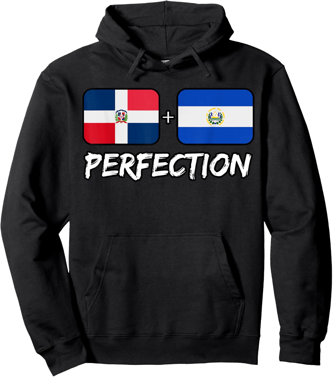 Dominican And Salvadorian Perfection Mix DNA Heritage Flag Hoodie - Hoodie | Black