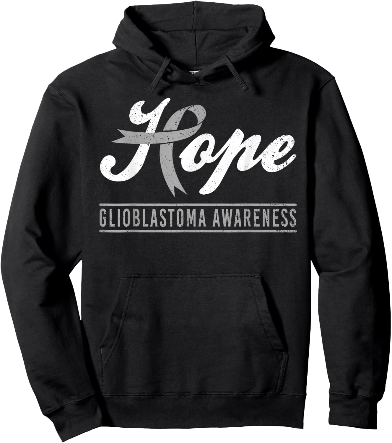 Hope Glioblastoma Cancer Awareness Month Gray Ribbon Support Hoodie - Hoodie | Black