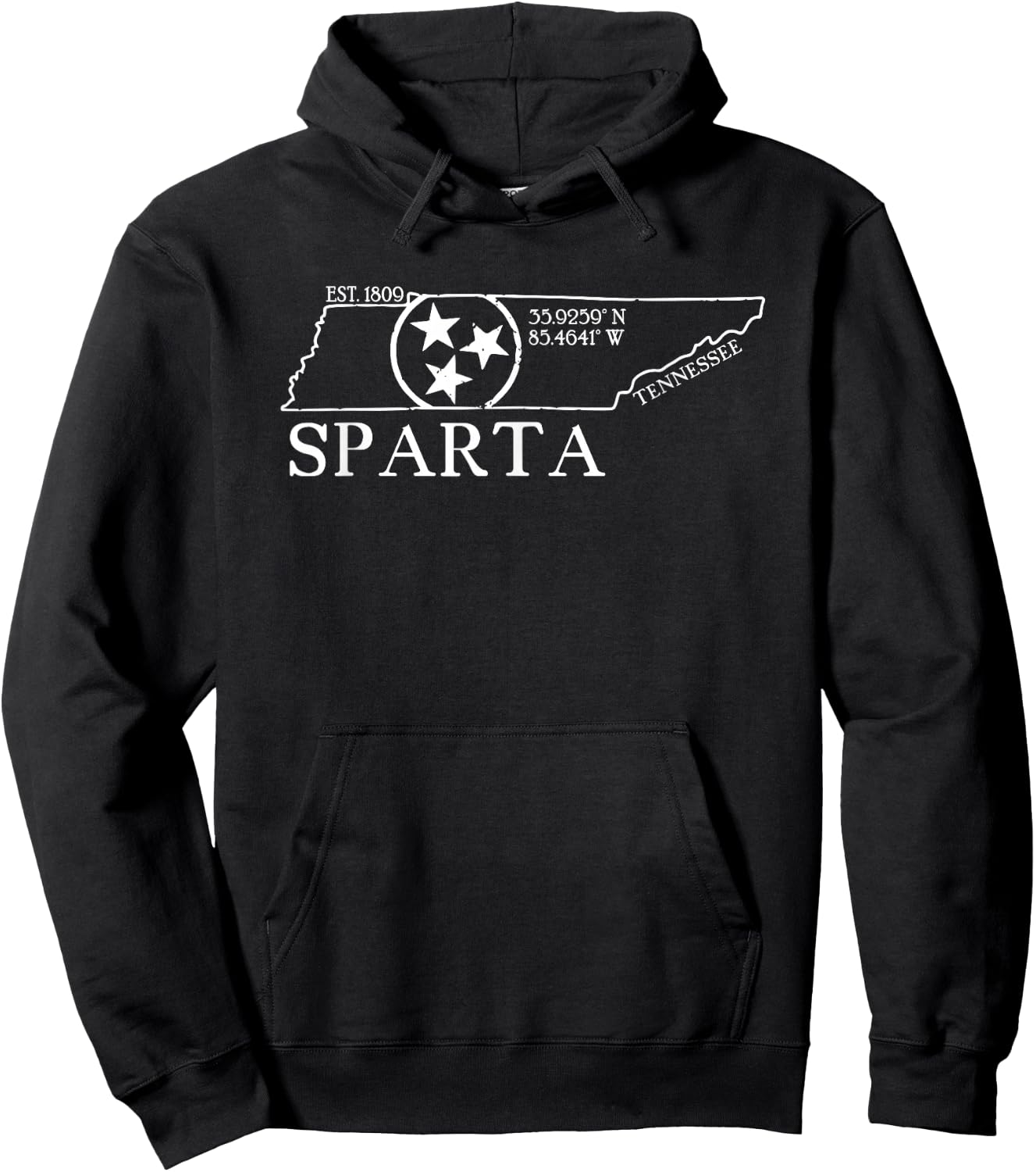 Sparta TN Tennessee Tri Star Cute Southern Hoodie - Hoodie | Black
