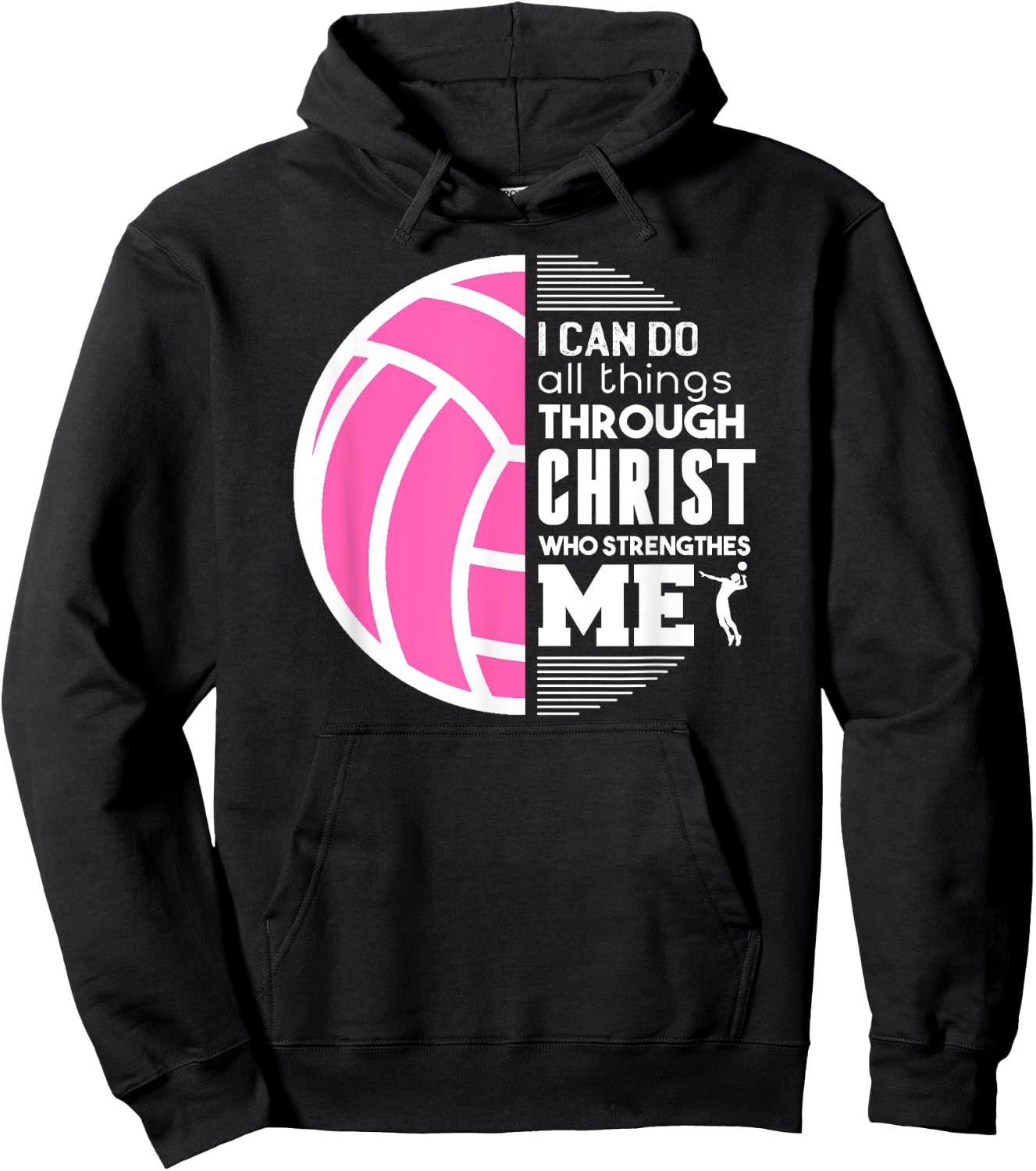 Christian Volleyball I Can Do All Things Philippians Gift Hoodie - Hoodie | Black