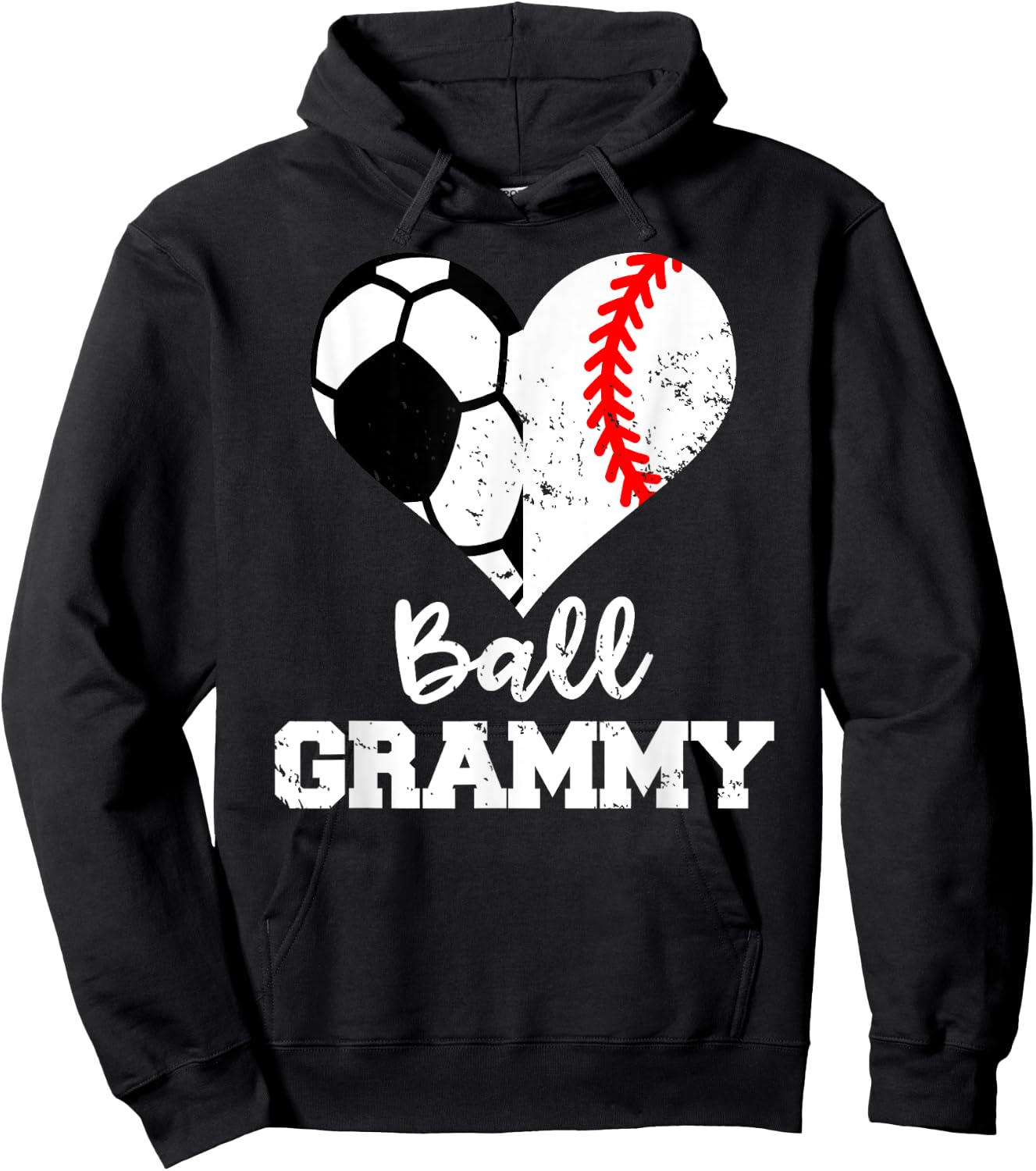 Ball Grammy Heart Funny Soccer Baseball Grammy Hoodie - Hoodie | Black