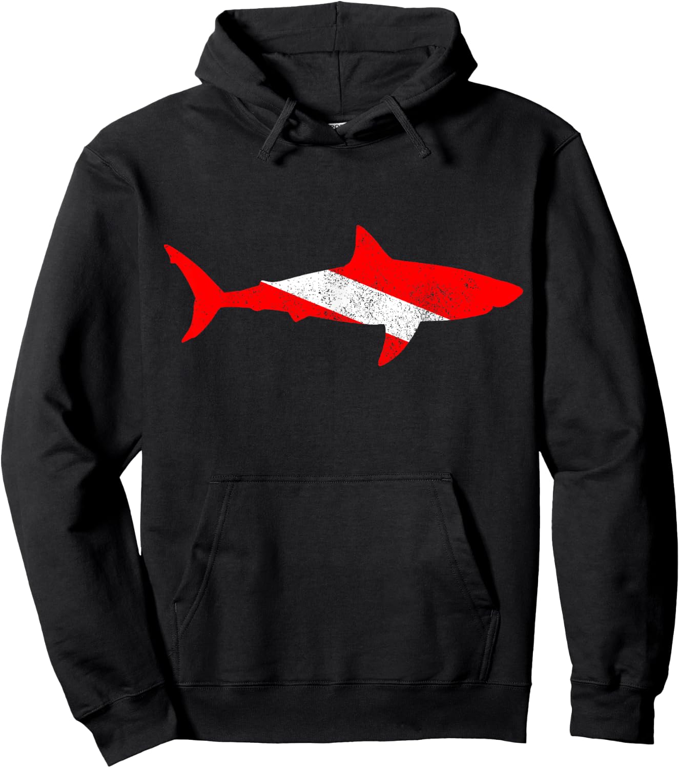 Shark Diving Scuba Diver Scuba Diving Flag Hoodie - Hoodie | Black