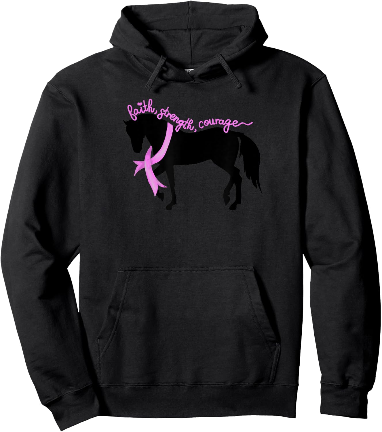 Breast Cancer with Horses and Breast Cancer Awareness Hoodie - Hoodie | Black