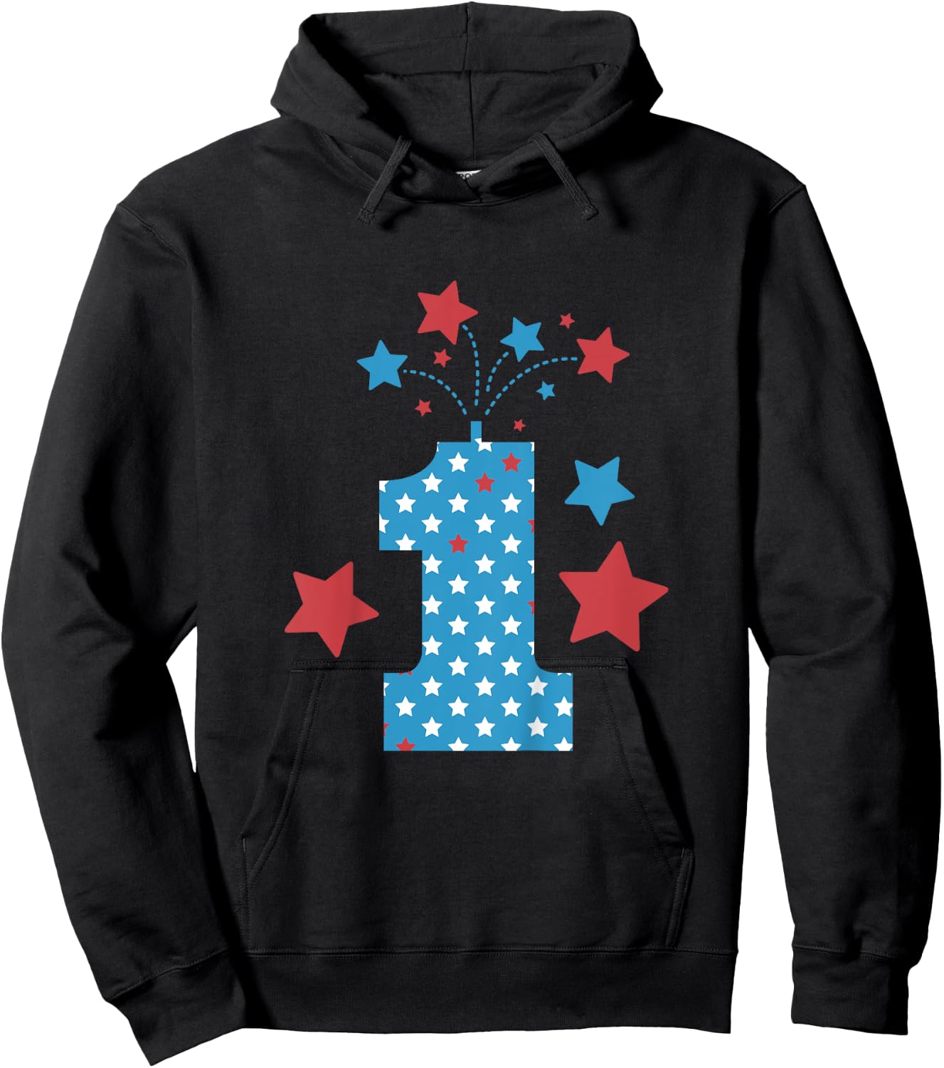 Red, White and One - 1st Birthday Patriotic Firecrackers Hoodie - Hoodie | Black