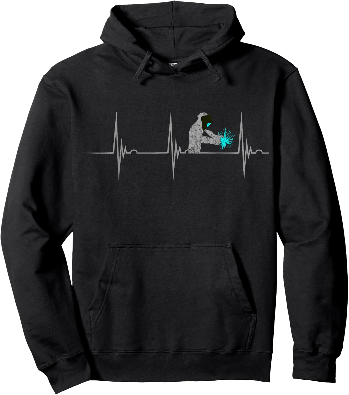 Welder Heartbeat EKG Pulse Steelworker Mig Welding Hoodie - Hoodie | Black