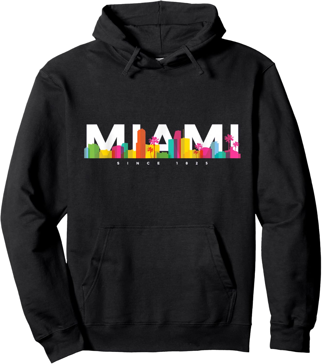 Miami Skyline Retro Vintage Florida Souvenir Gift Hoodie - Hoodie | Black