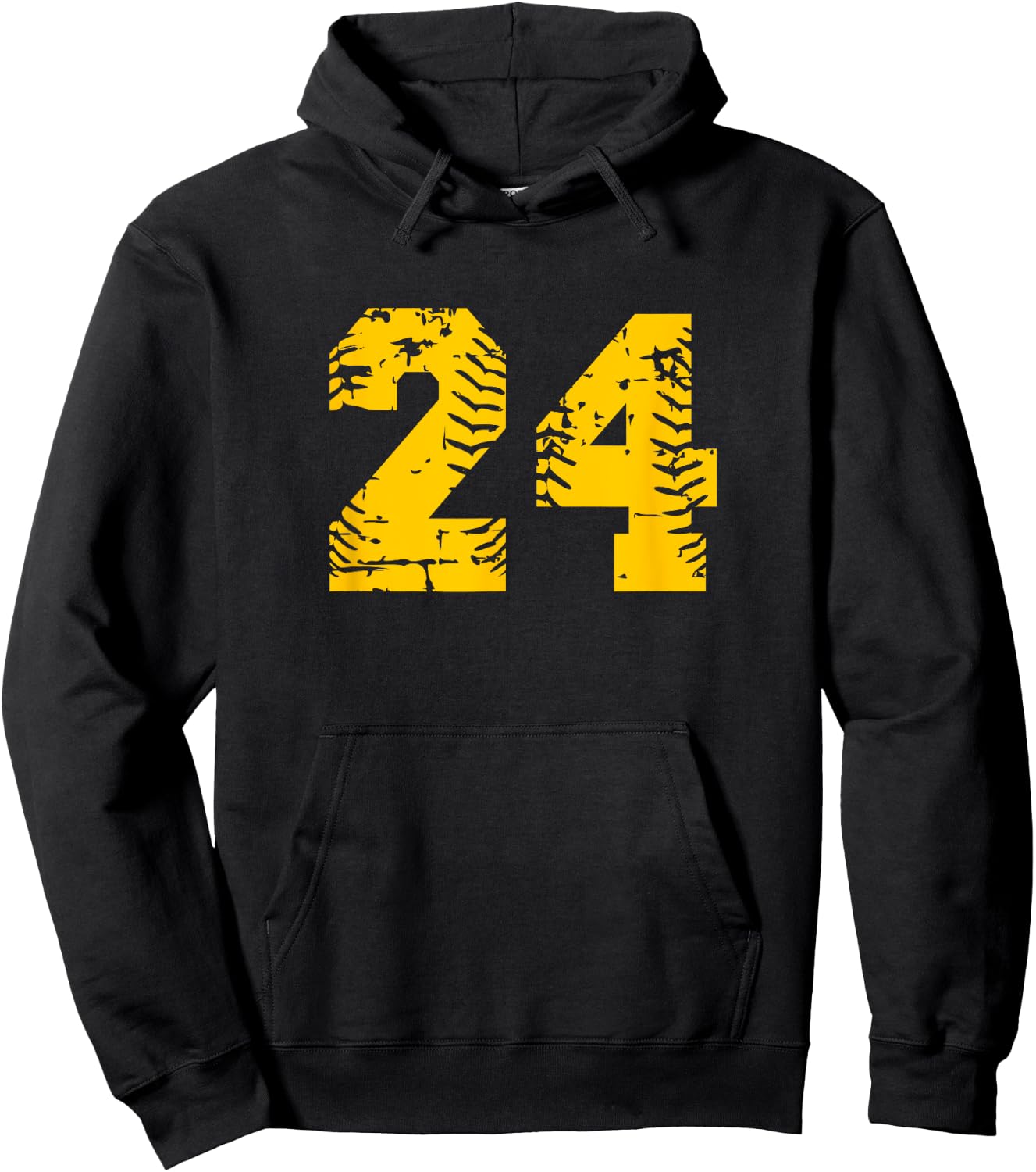Baseball Softball Yellow Number #24 Hoodie - Hoodie | Black