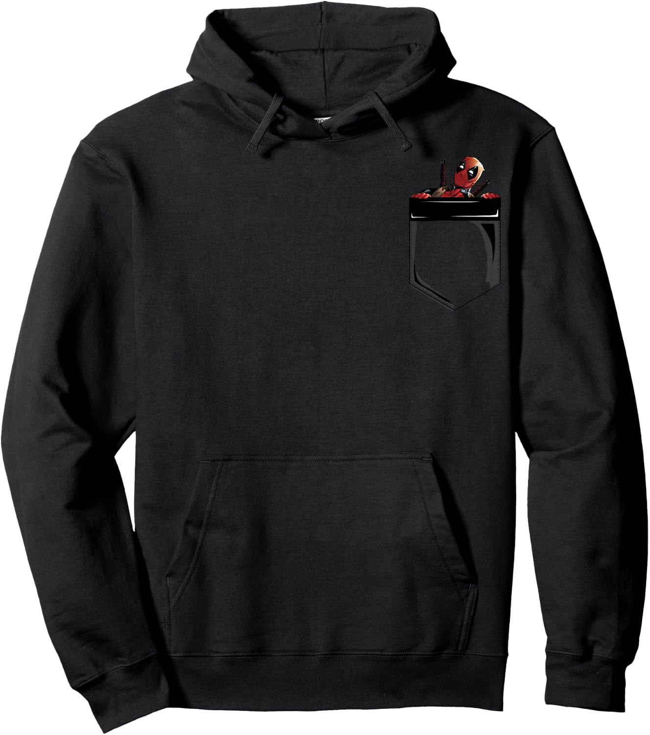 Marvel Deadpool Peekaboo Faux Pocket Graphic Hoodie - Hoodie | Black