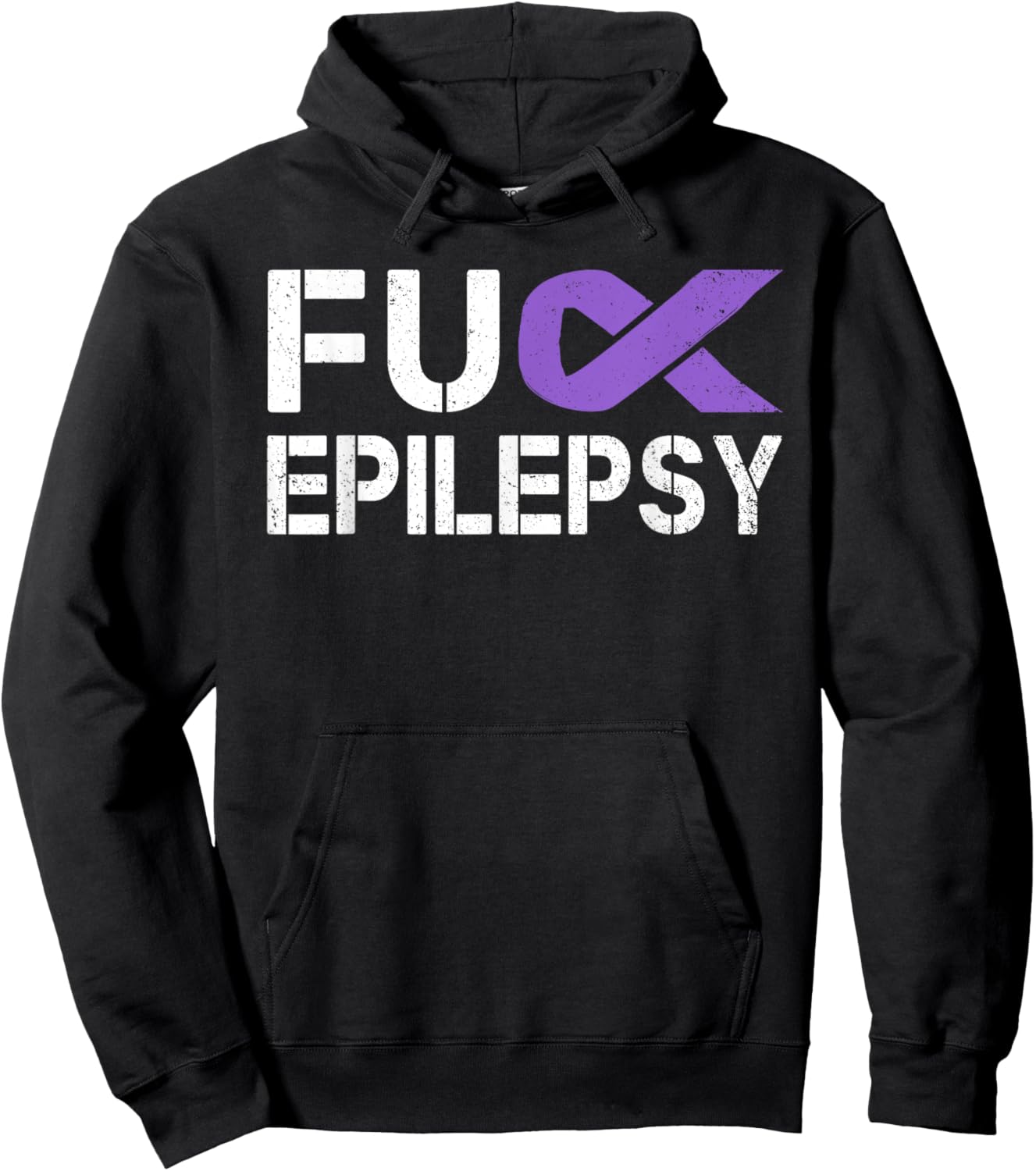 Fuck Epilepsy Awareness Month Purple Ribbon Warrior Fighter Hoodie - Hoodie | Black