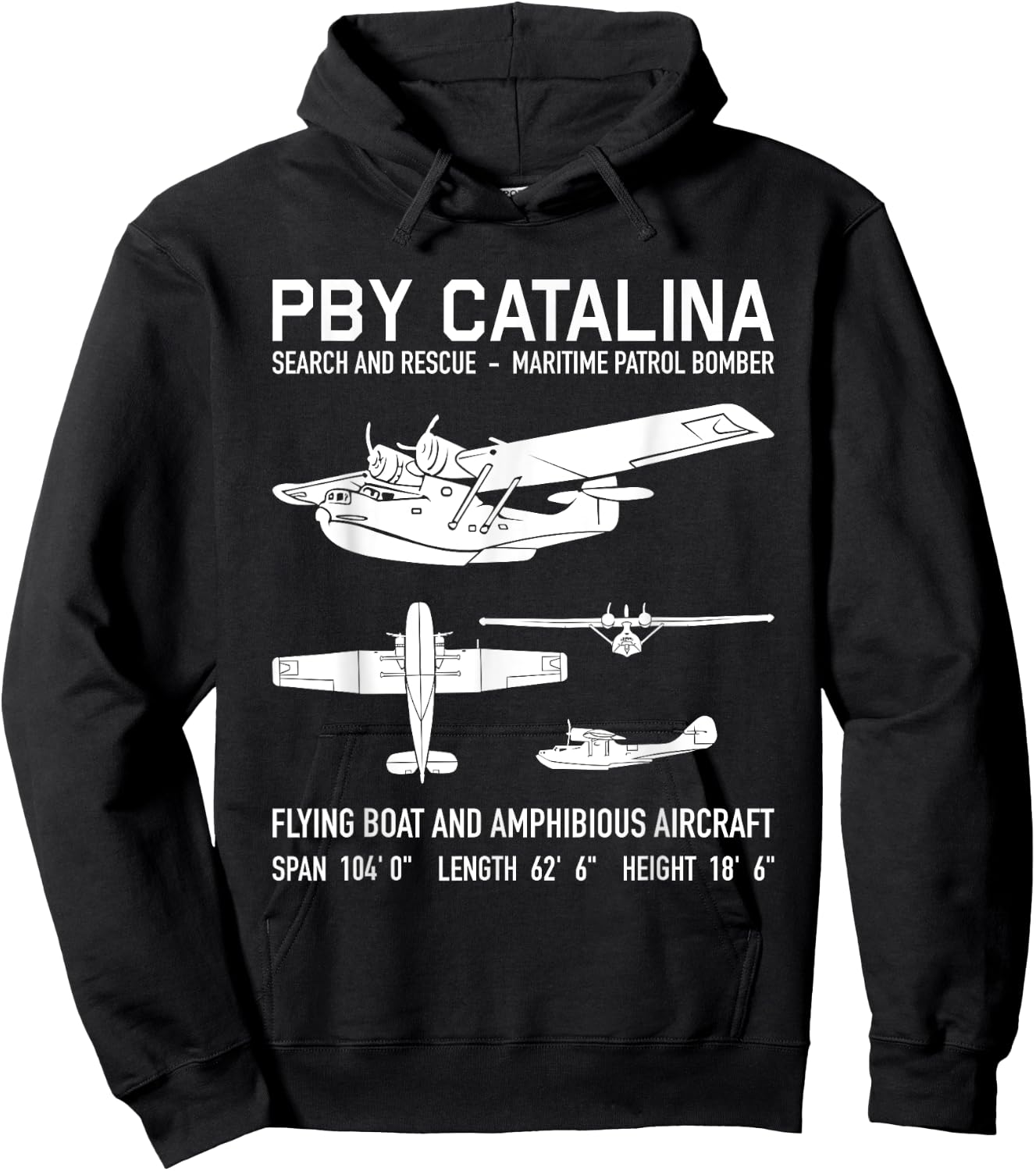 PBY Catalina American Flightboat charts from the 2 Hoodie - Hoodie | Black