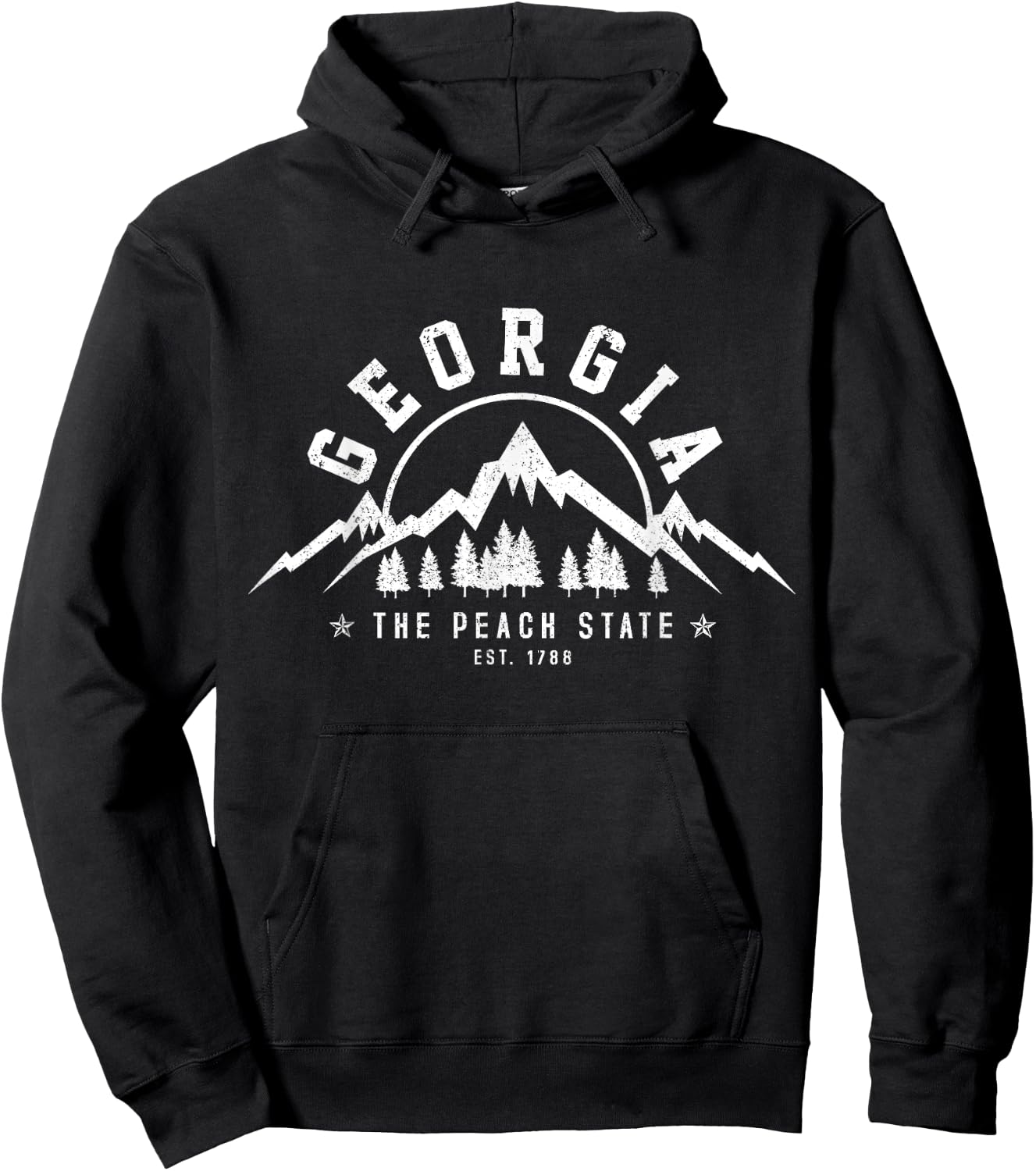 Georgia - The Peach State Est. 1788 Vintage Mountains Gift Hoodie - Hoodie | Black